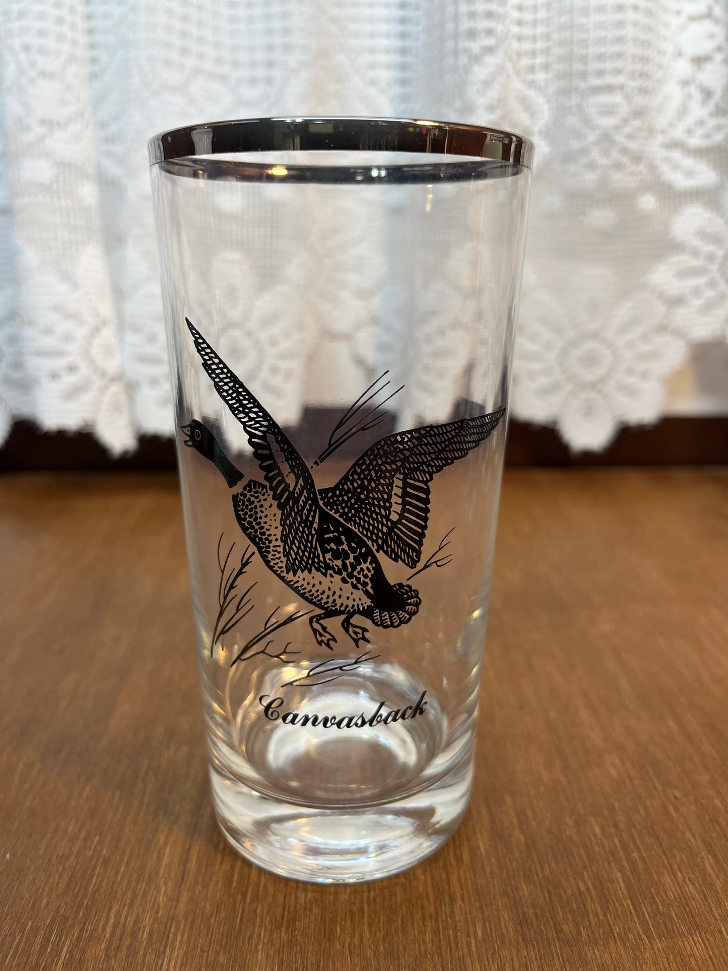 Set Of Four Silver Rimmed Federal Game Bird Drinking Glasses