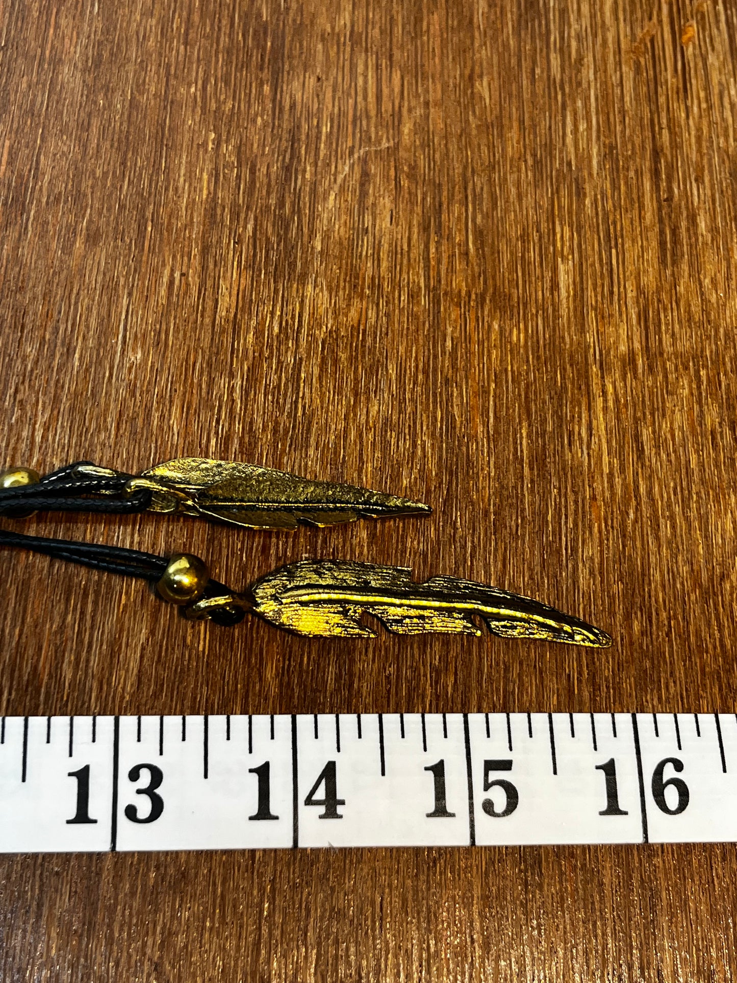 Gold & Black Feather Necklace