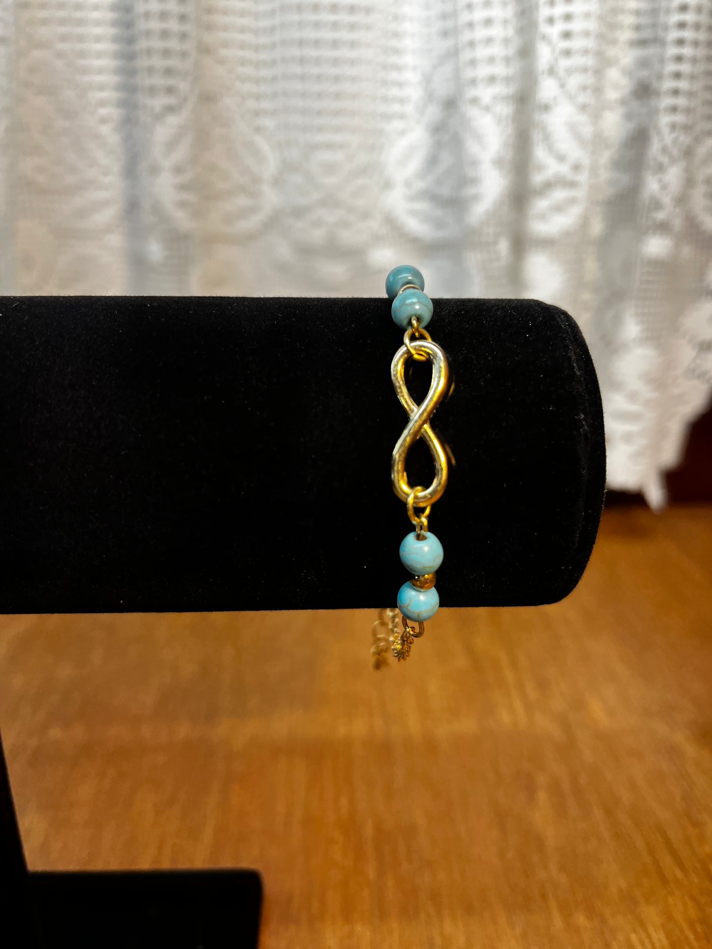 Infinity Turquoise Color Beaded Adjustable Bracelet