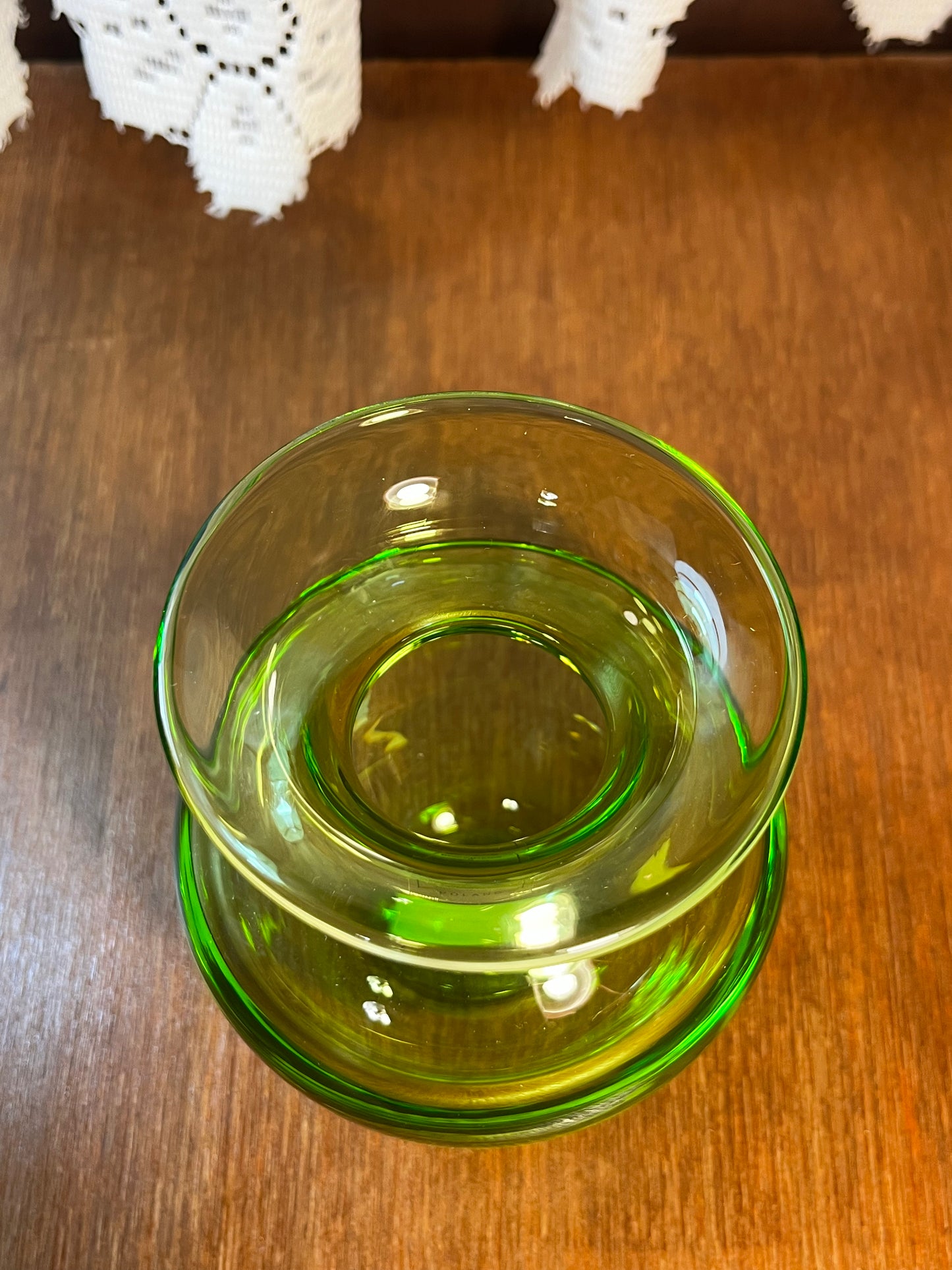 Crystal Miller Rogaska Bouquet Lime Green Vase