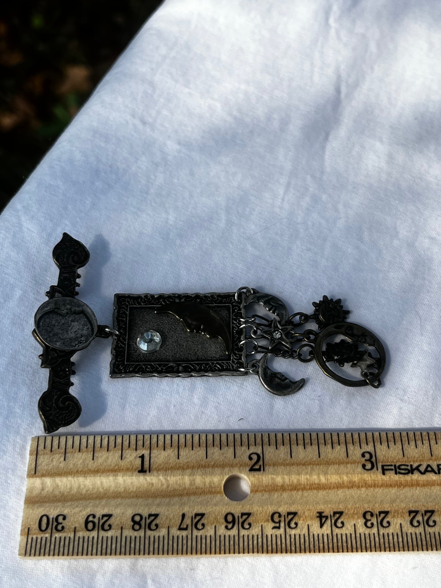 Vintage Sun and Moon Drop Pin Brooch