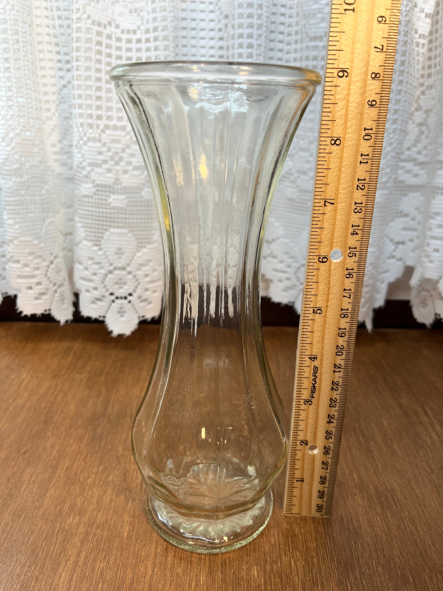 Victorian Style Clear Glass Footed Pedestal Vase