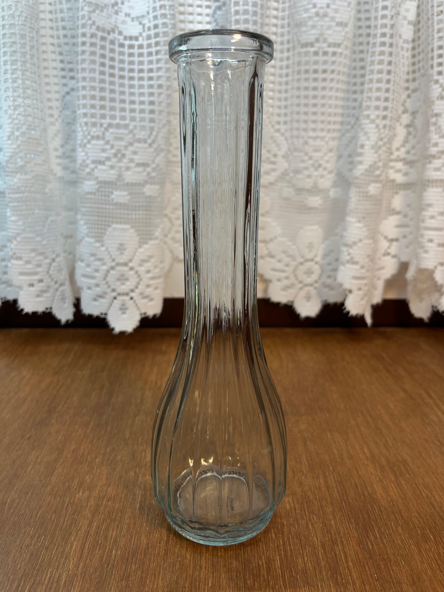 Clear Glass Ribbed Bud Vase