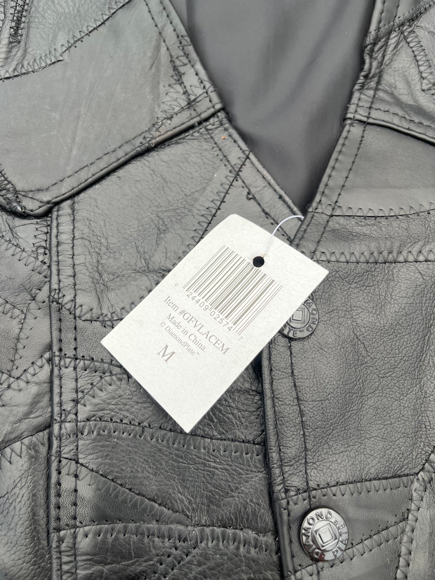 Diamond Plate Buffalo Leather Vest M