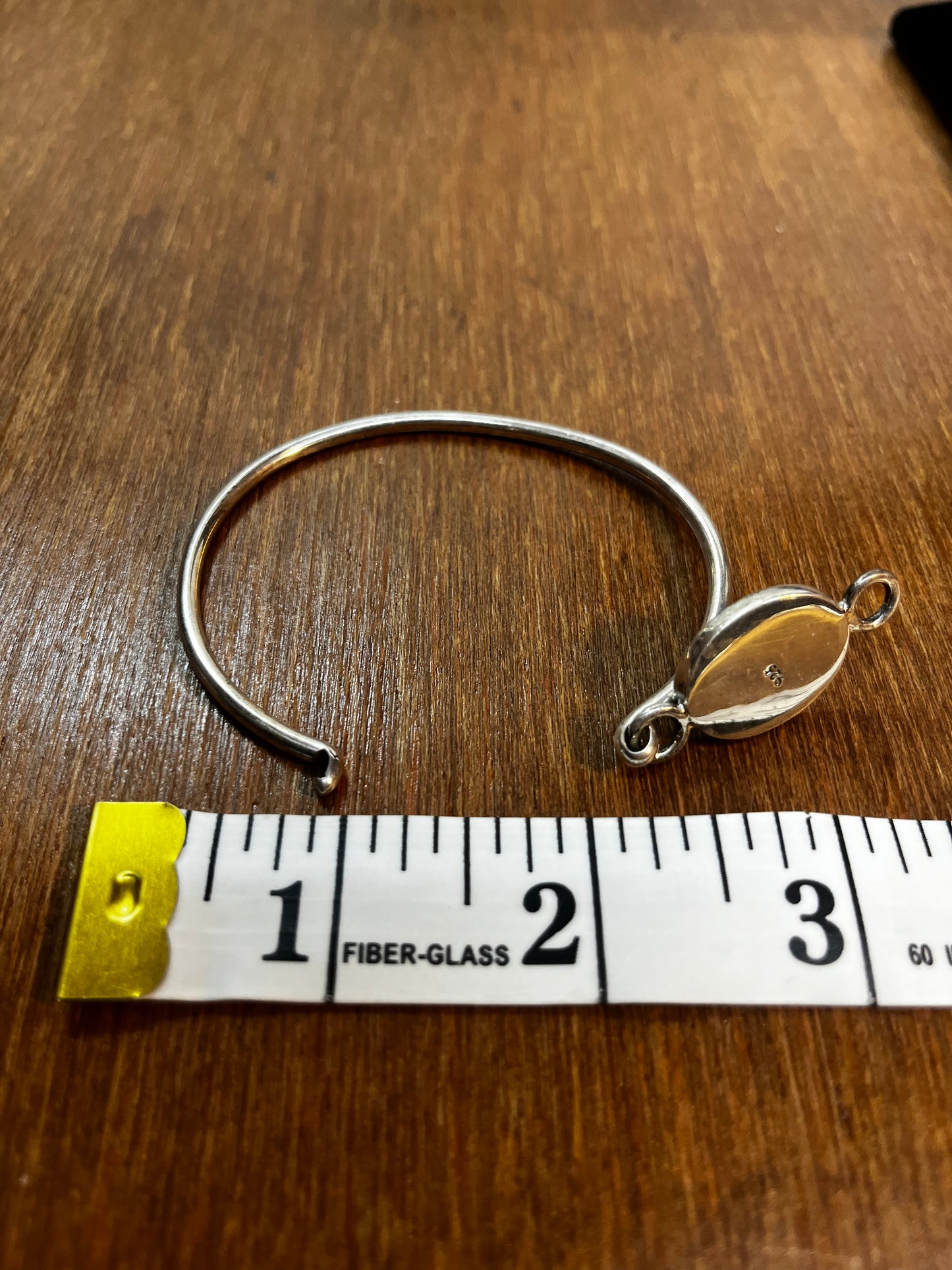 Silver Hook Bangle Bracelet with Letter E