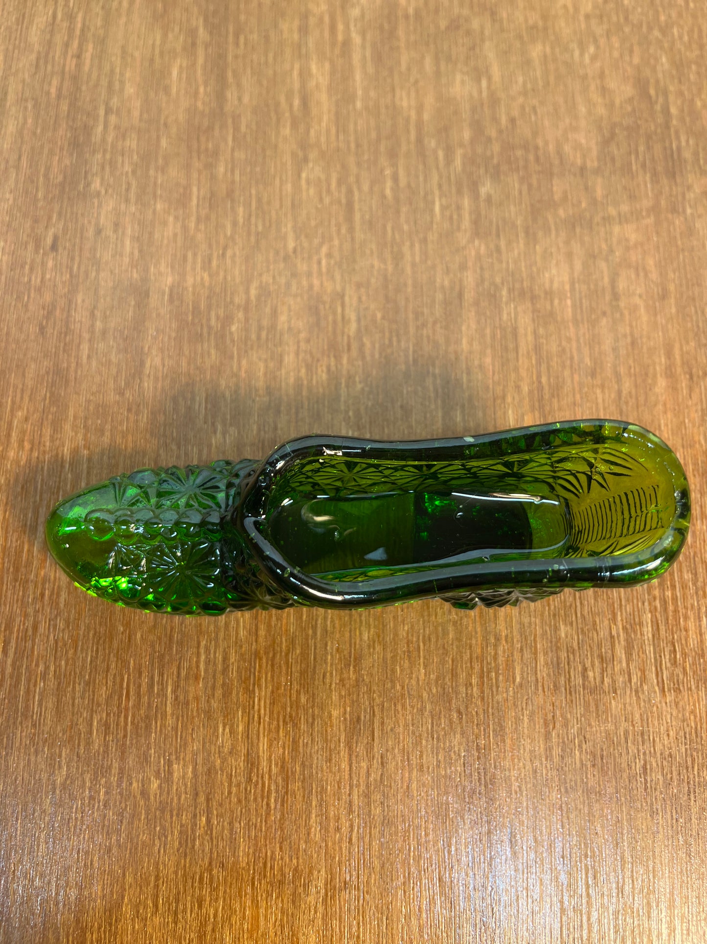 Vintage Art Glass Emerald Green Shoe