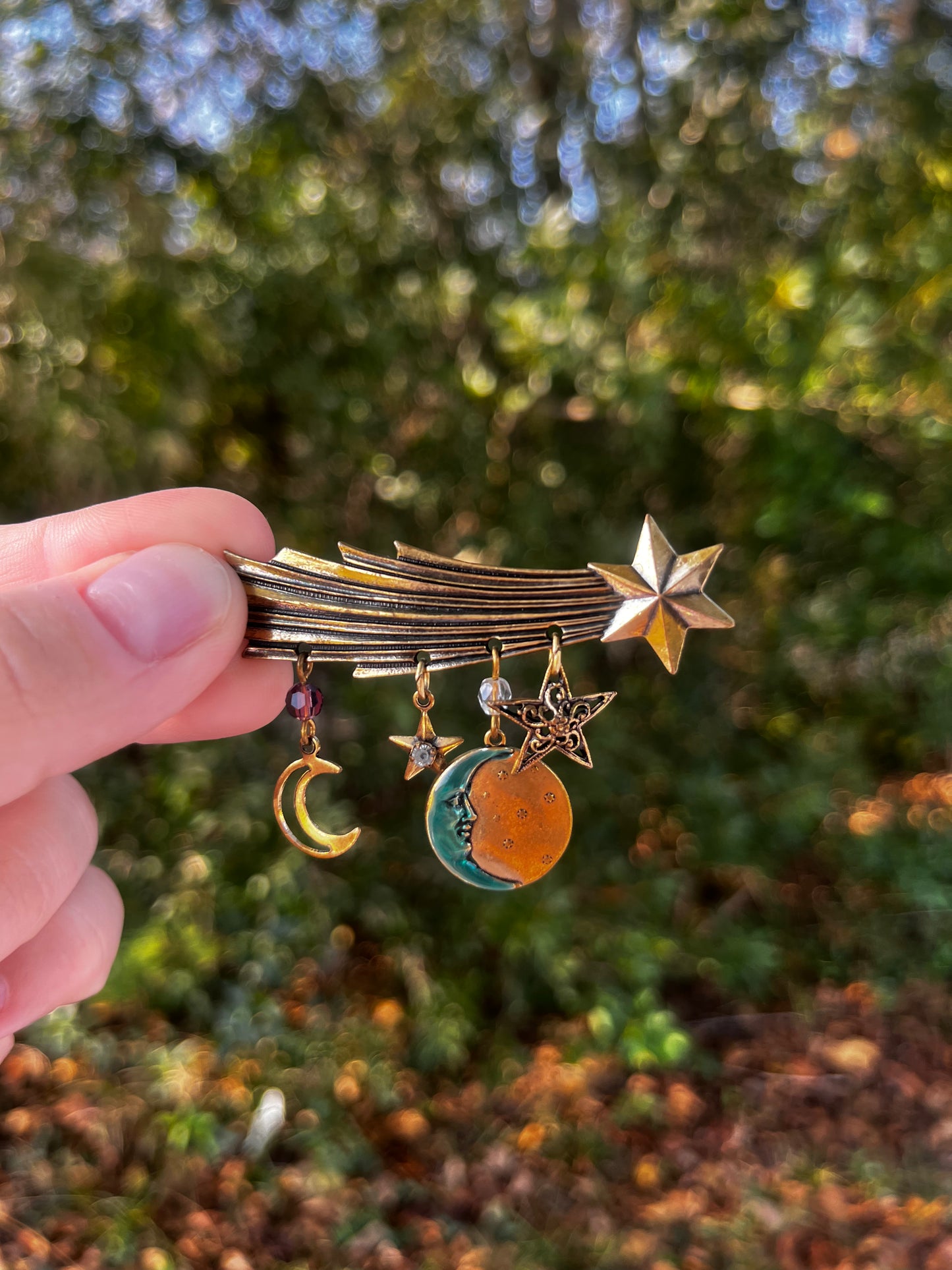 Shoot Star and Moon Discovery California Brooch