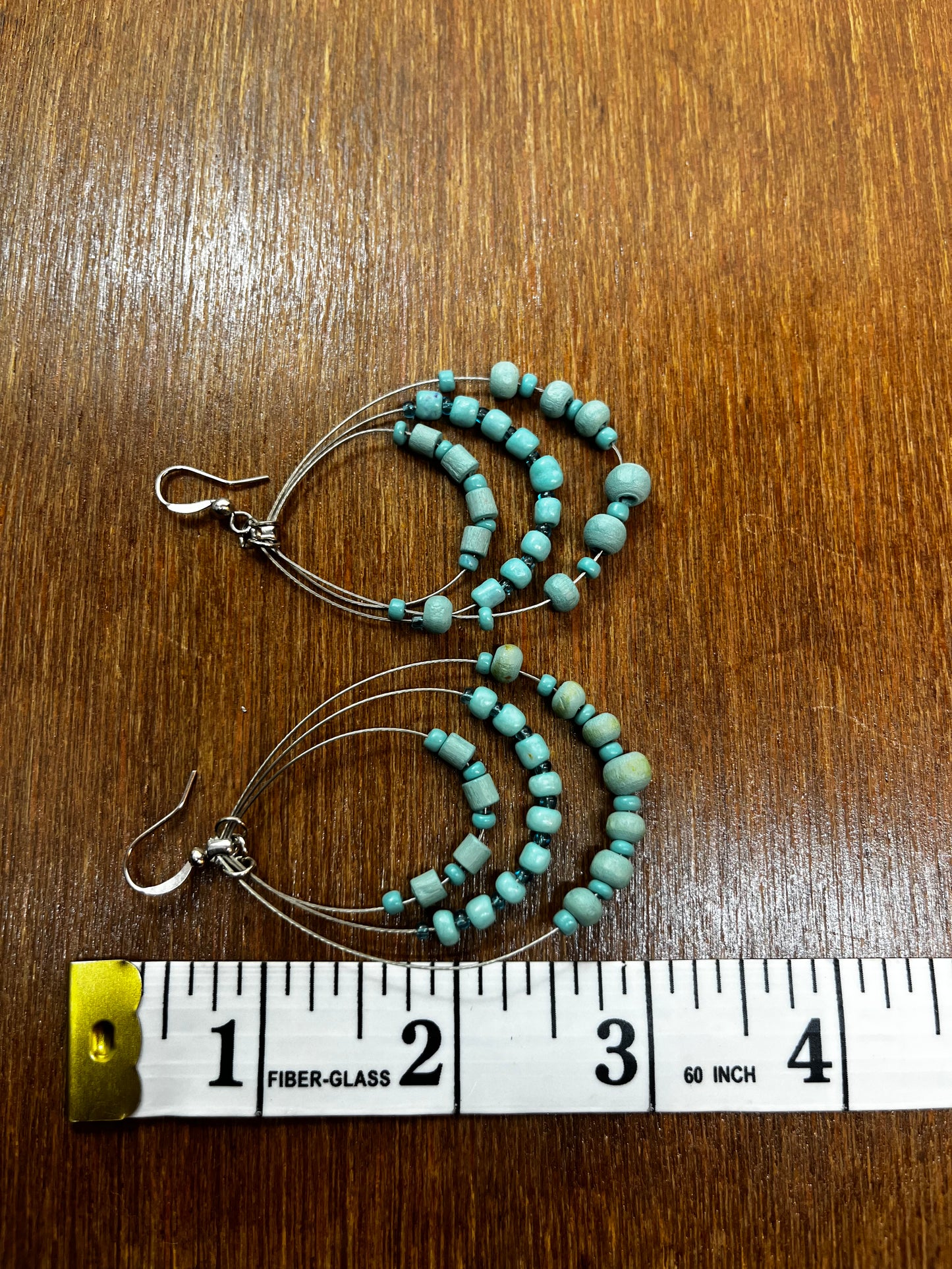 Teal Beaded Hoop Earrings