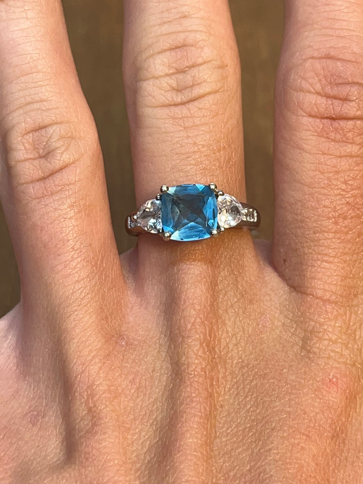 Sterling Blue Topaz Cubic Zirconia Ring