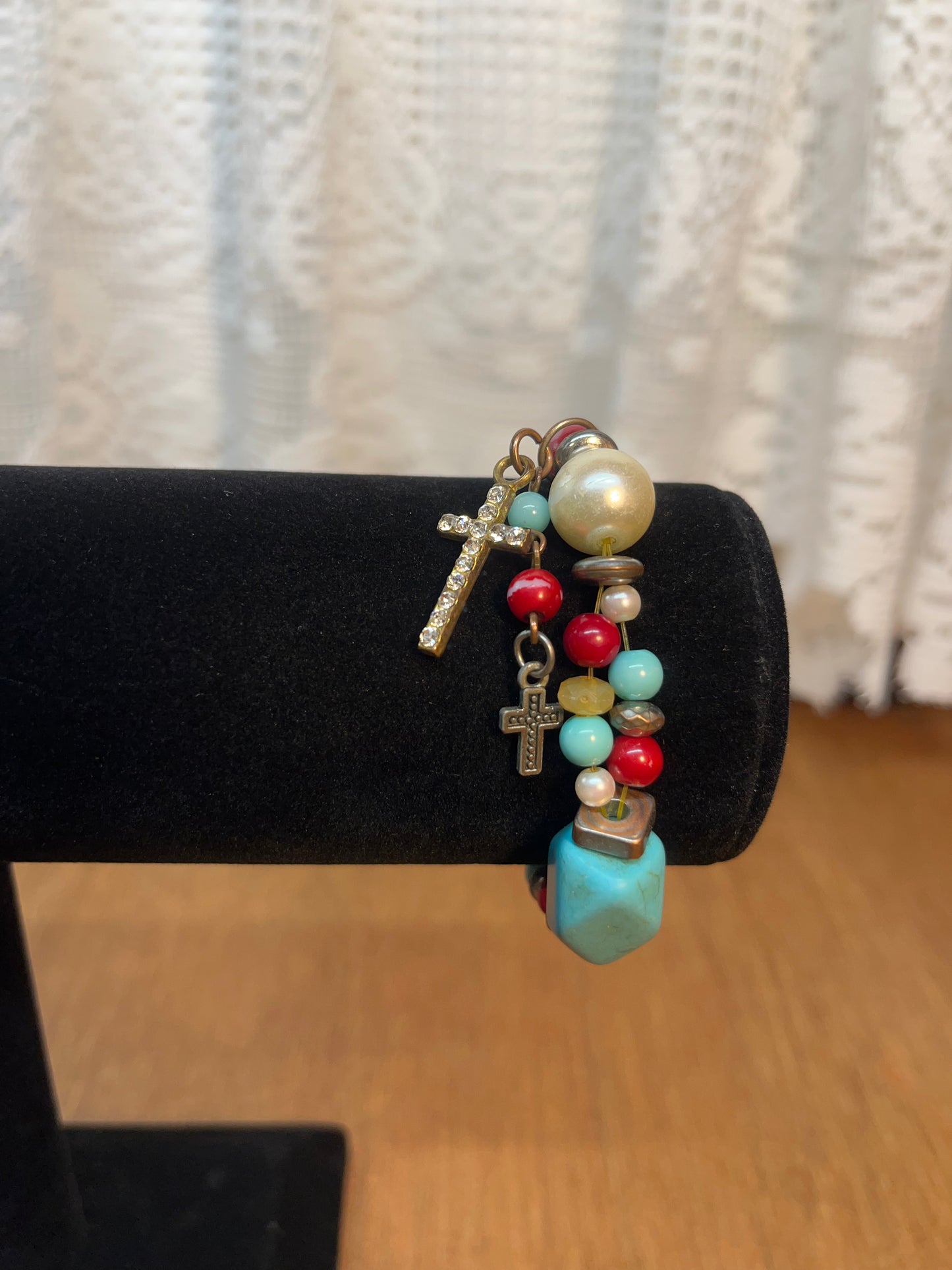 Beaded Turquoise Elastic Bracelet