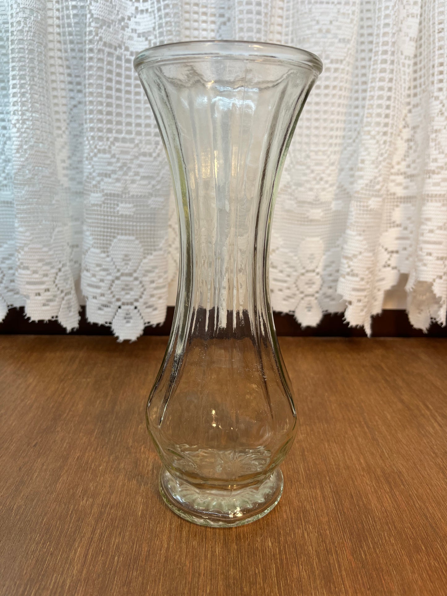 Victorian Style Clear Glass Footed Pedestal Vase