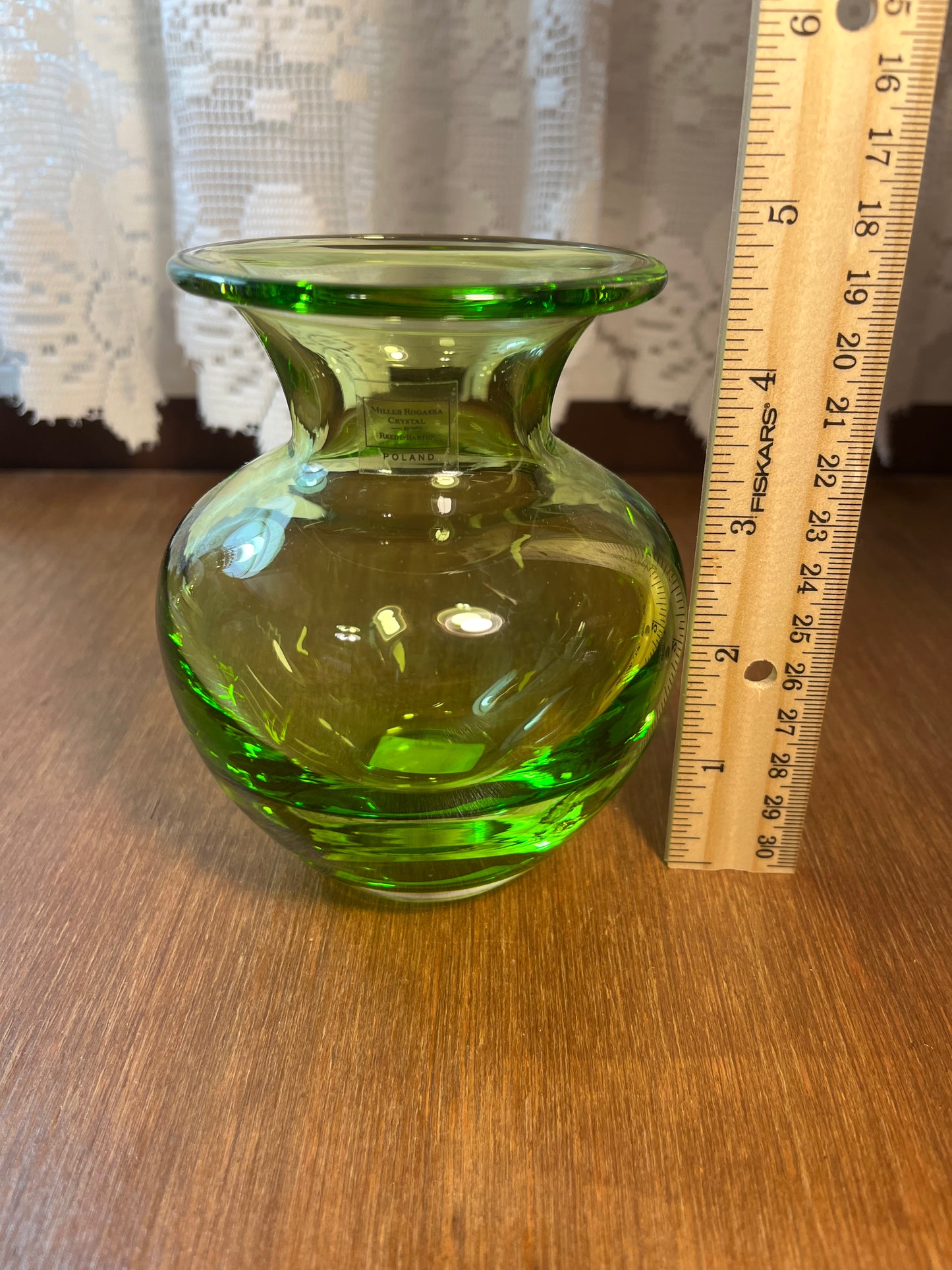 Crystal Miller Rogaska Bouquet Lime Green Vase