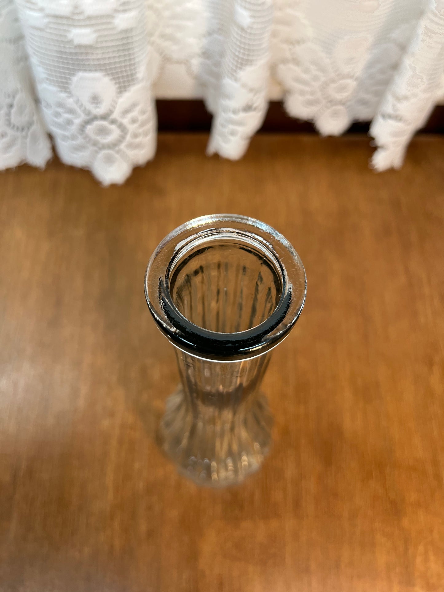 Clear Glass Ribbed Bud Vase
