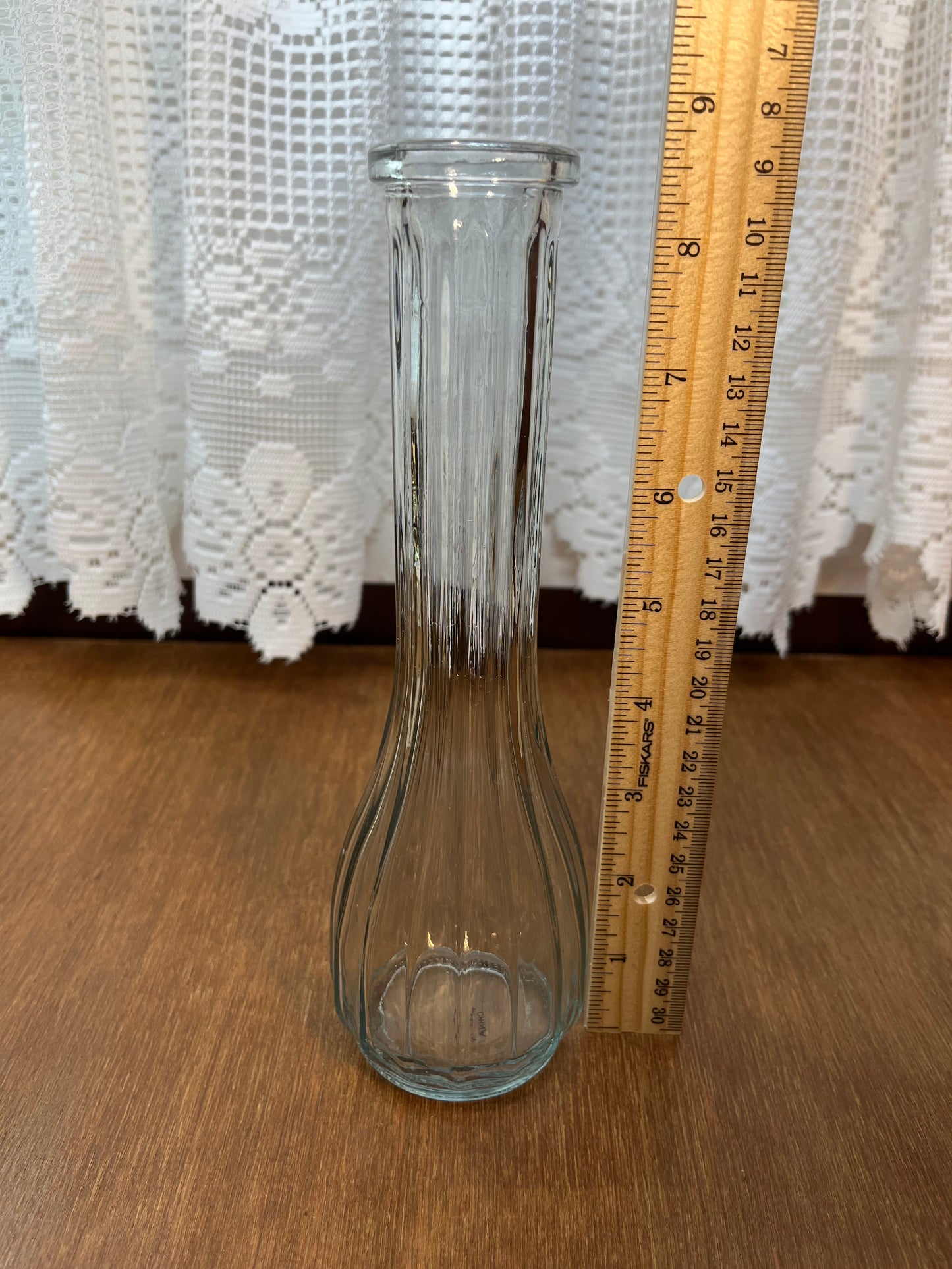 Clear Glass Ribbed Bud Vase