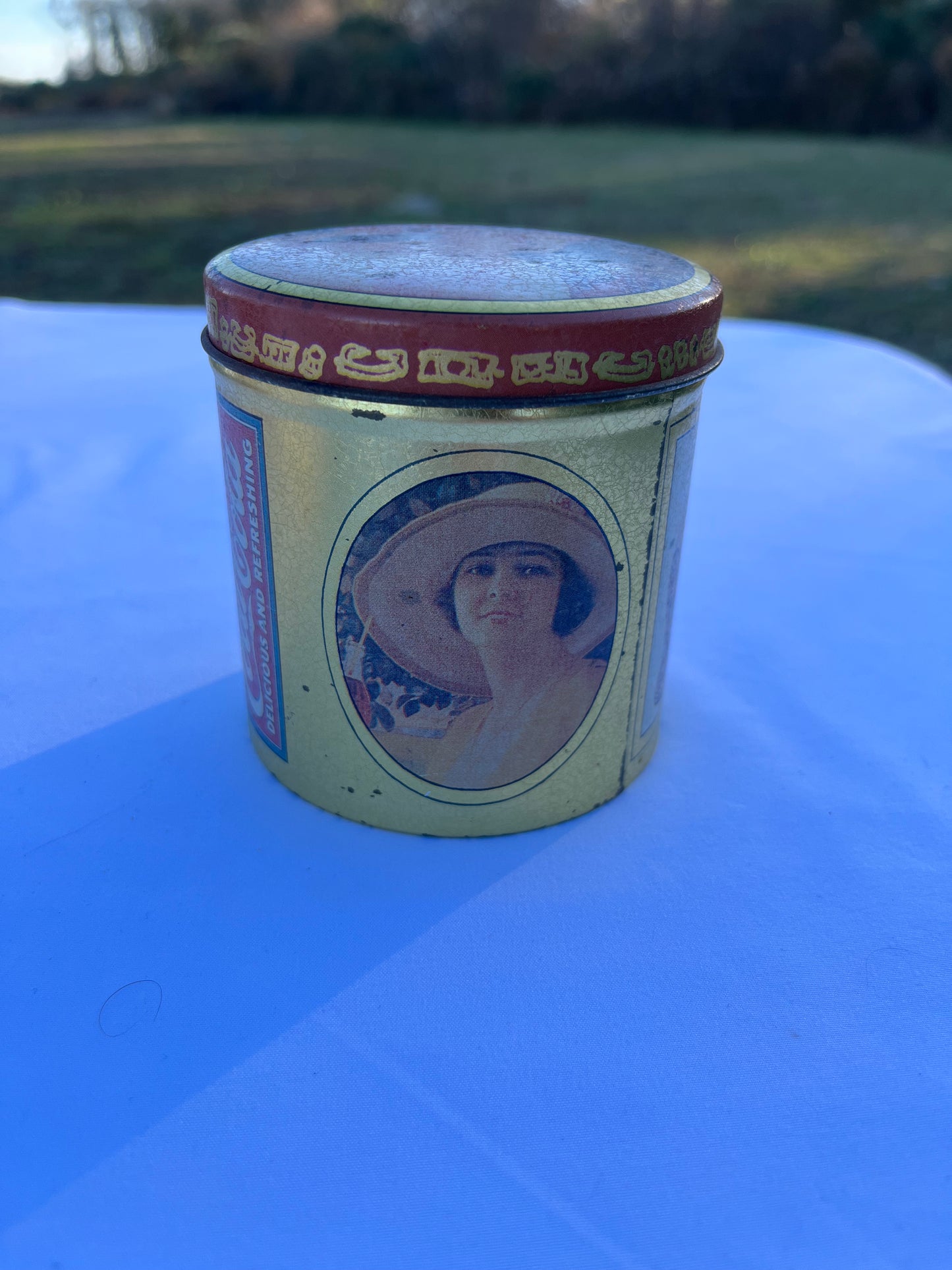 Vintage Coca Cola Tin With Bell Pin