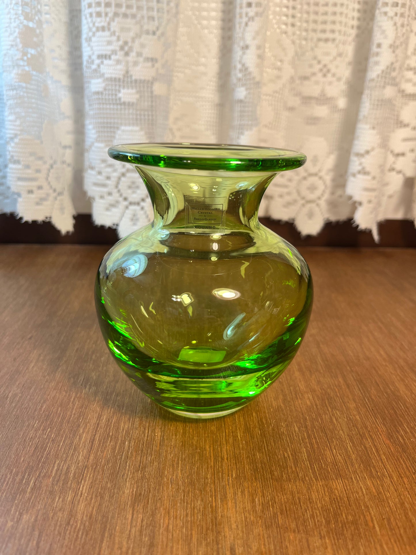 Crystal Miller Rogaska Bouquet Lime Green Vase