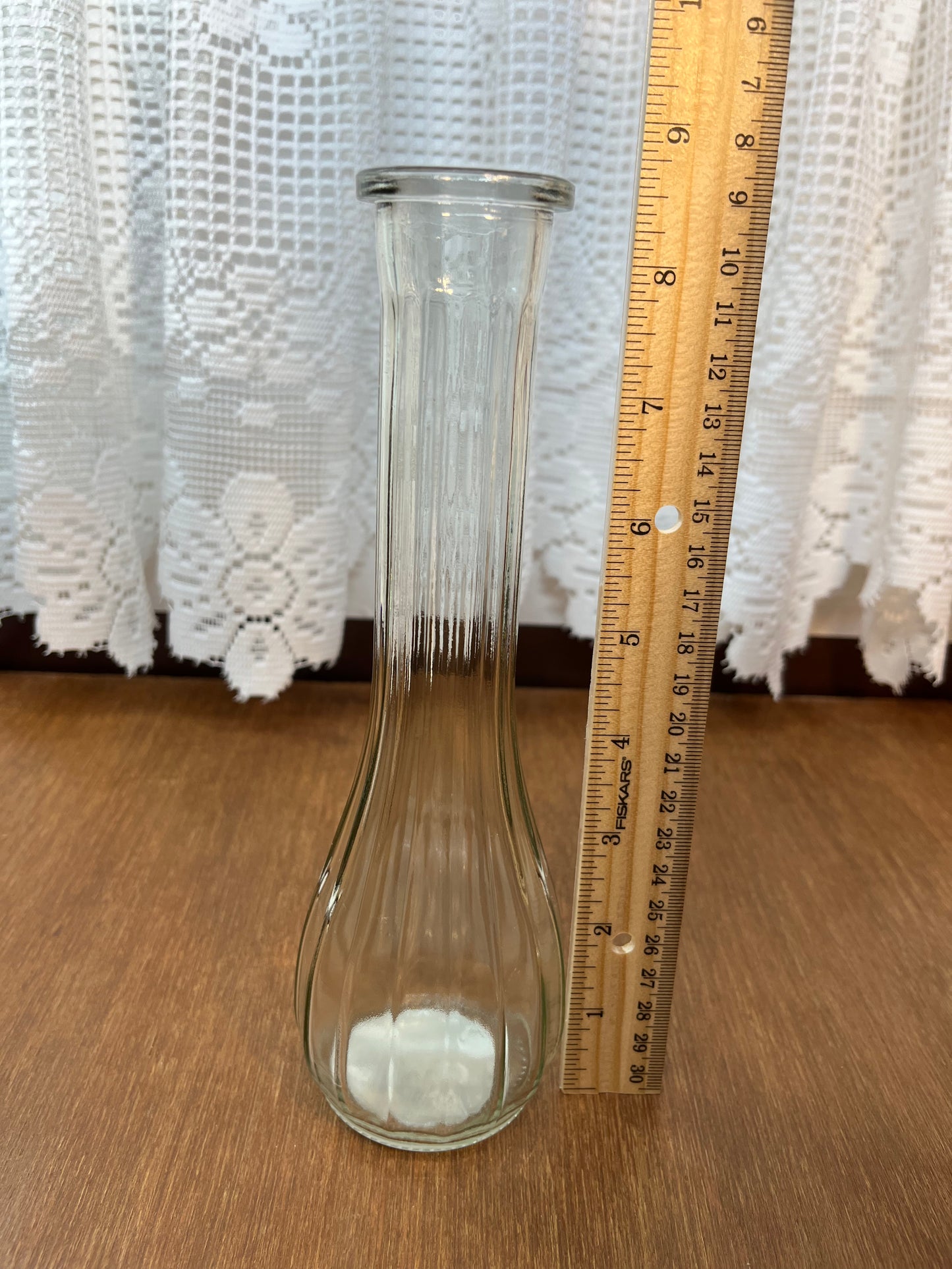 Clear Glass Ribbed Bud Vase