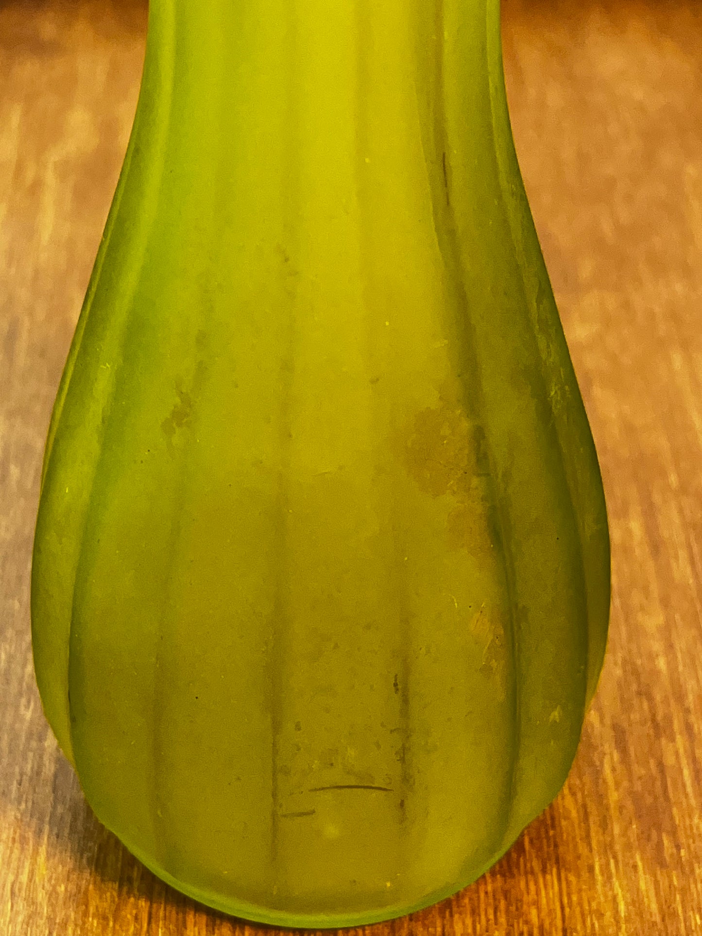 Matte Green Glass Ribbed Bud Vase