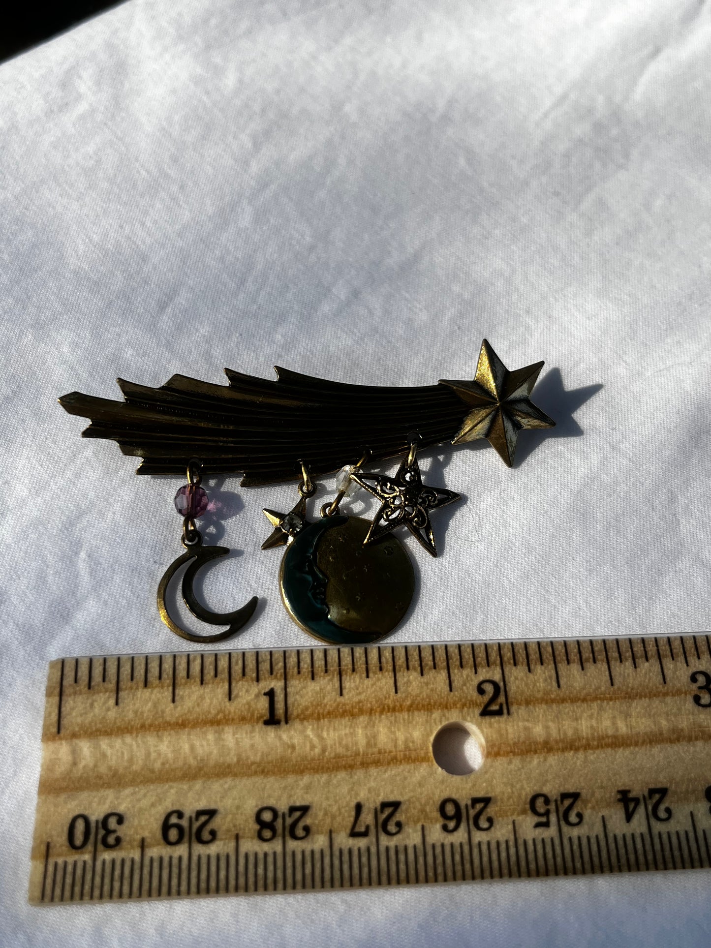 Shoot Star and Moon Discovery California Brooch