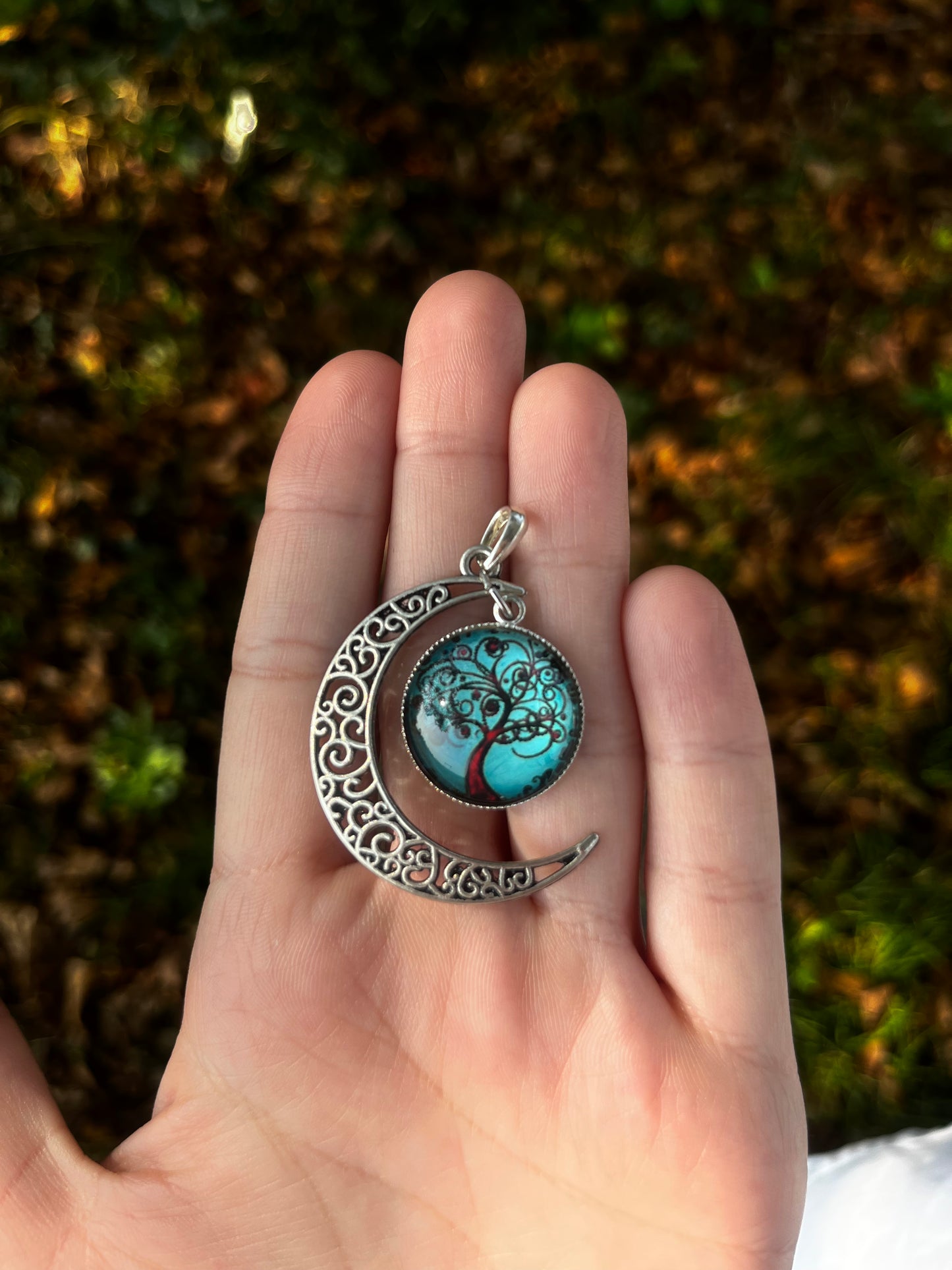 Crescent Moon and Tree Pendent