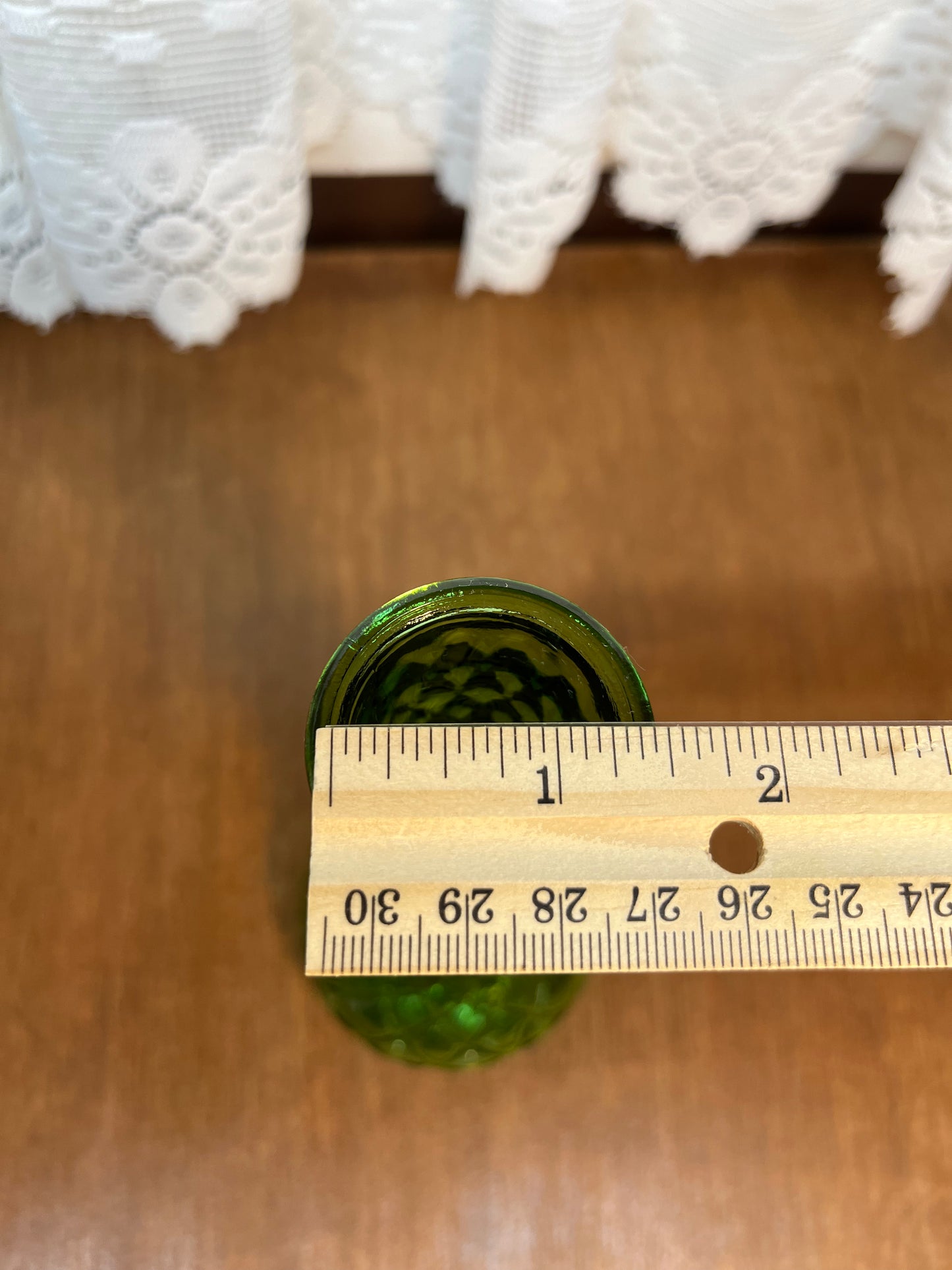 Vintage Emerald Green Quilted Diamond Bud Vase