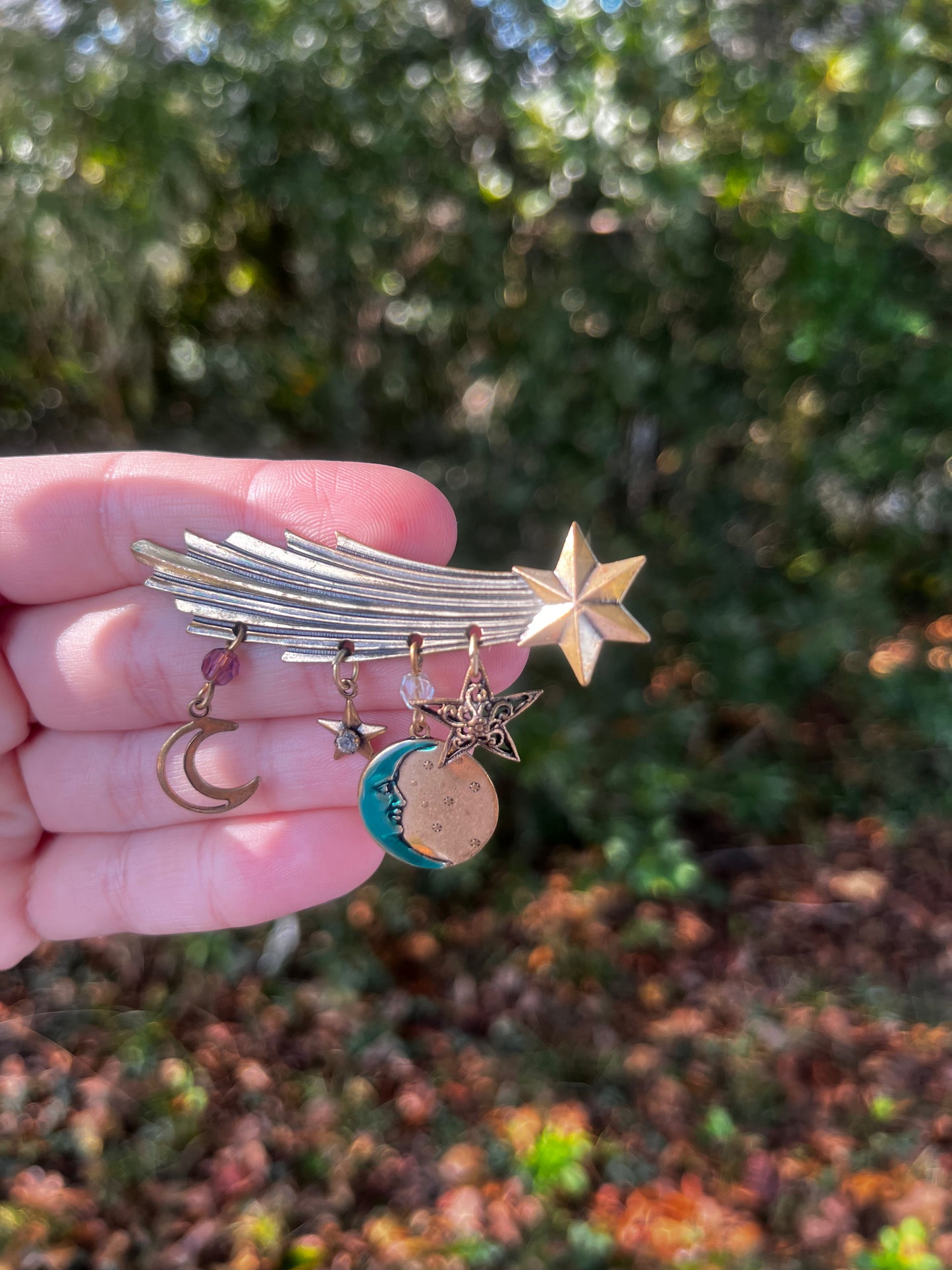 Shoot Star and Moon Discovery California Brooch