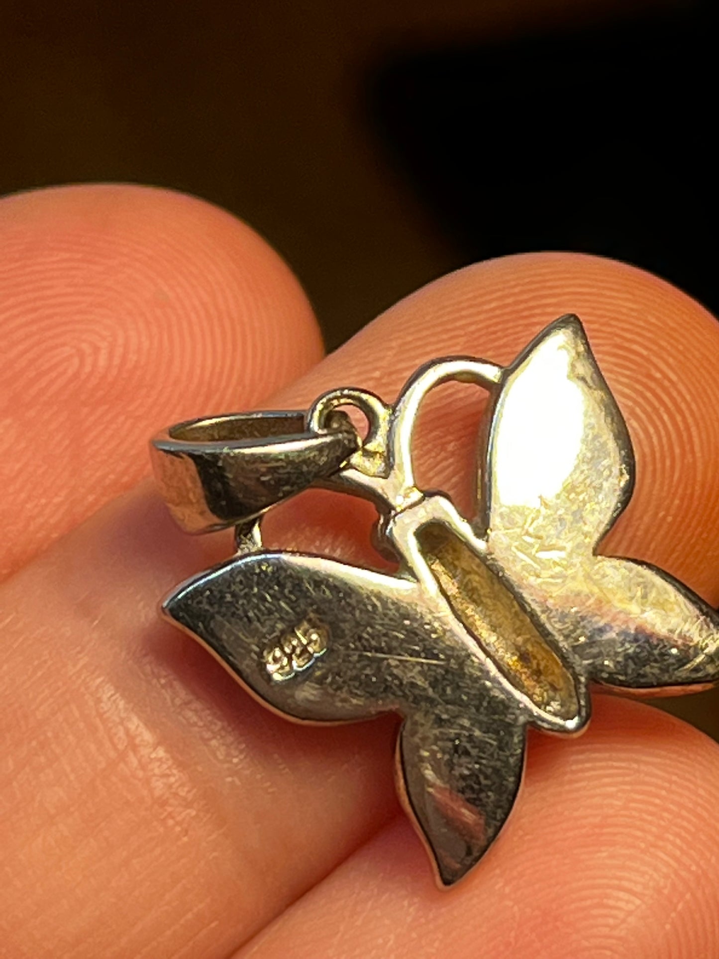 Opal Butterfly Charm Pendant