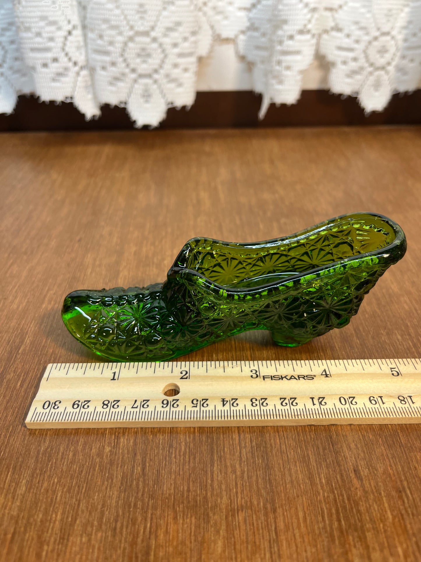 Vintage Art Glass Emerald Green Shoe