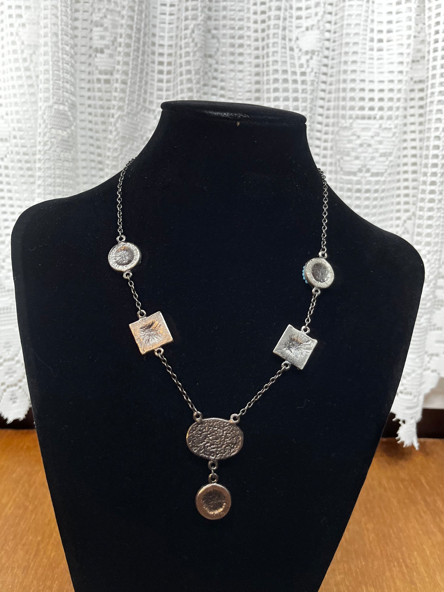 Yellow and Blue Beaded Chain Necklace