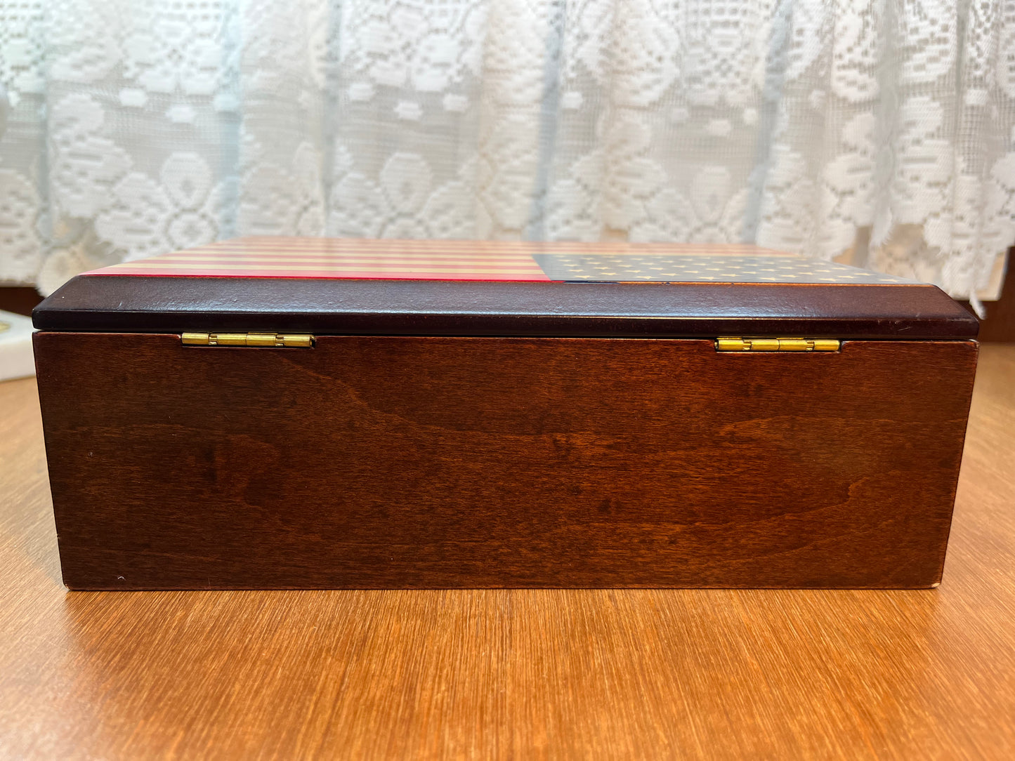 Vintage American Flag Bombay Company Music Box
