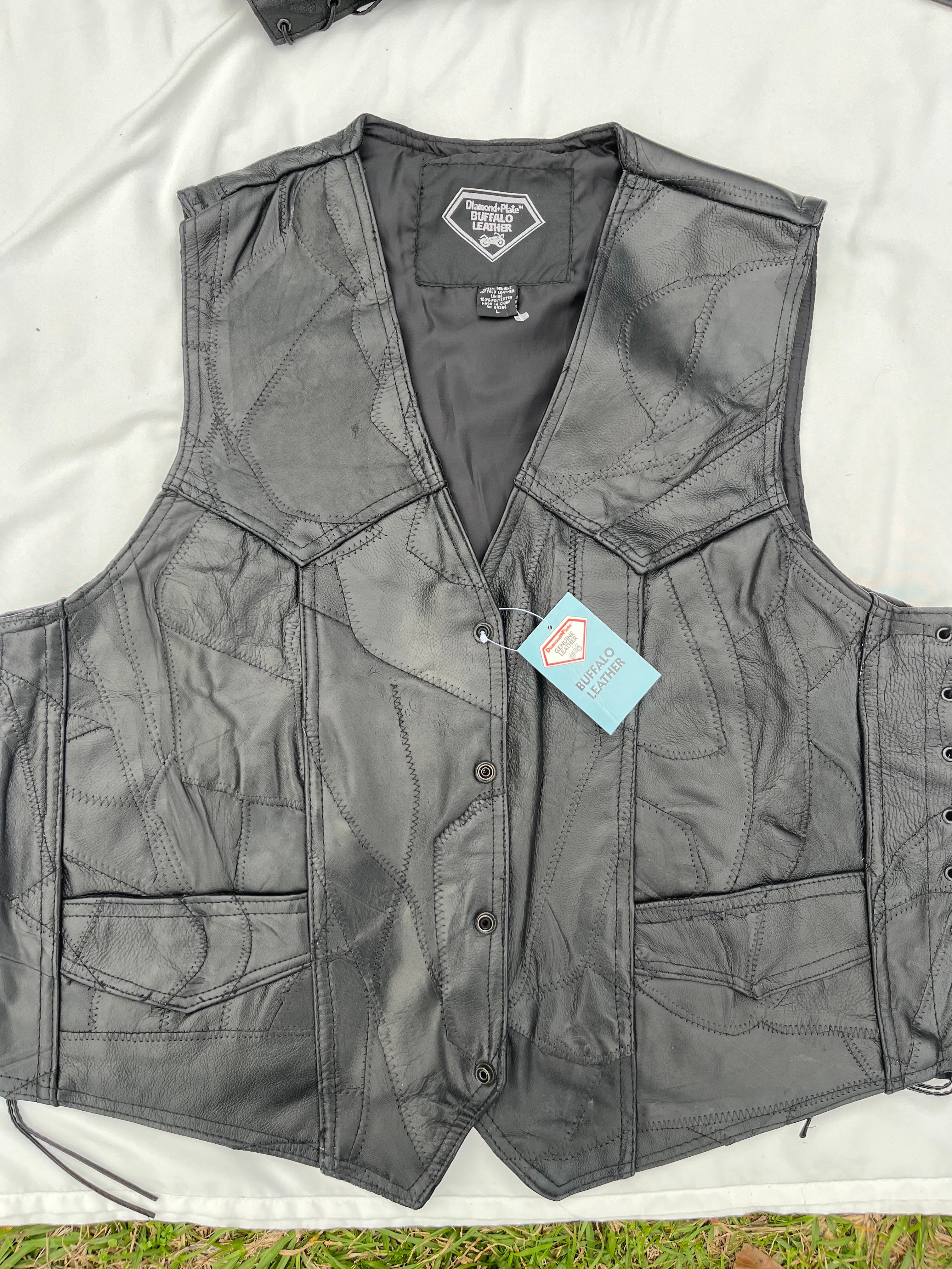 Diamond plate genuine leather vest best sale