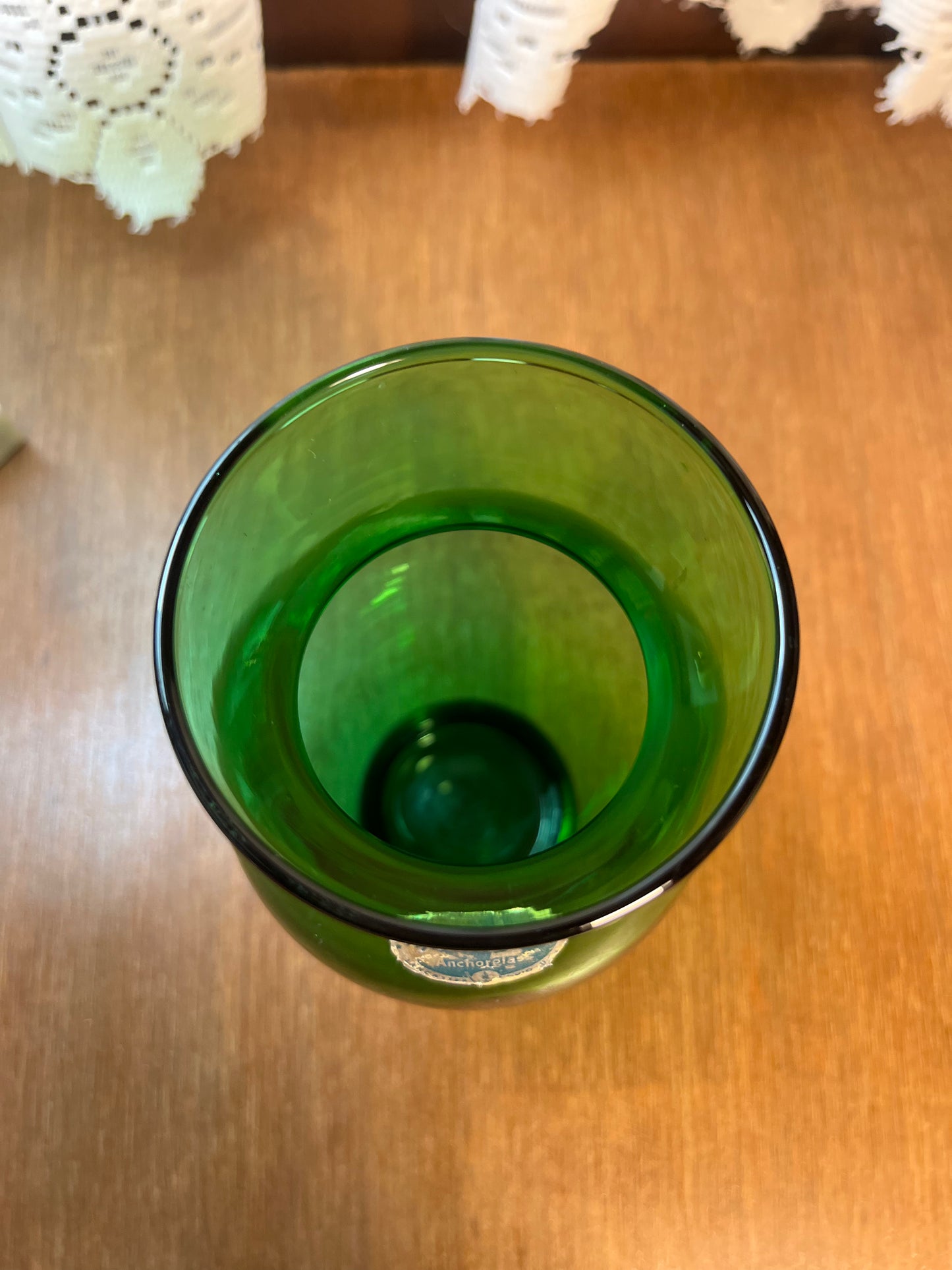 Vintage Forest Green Anchor Hocking Vase