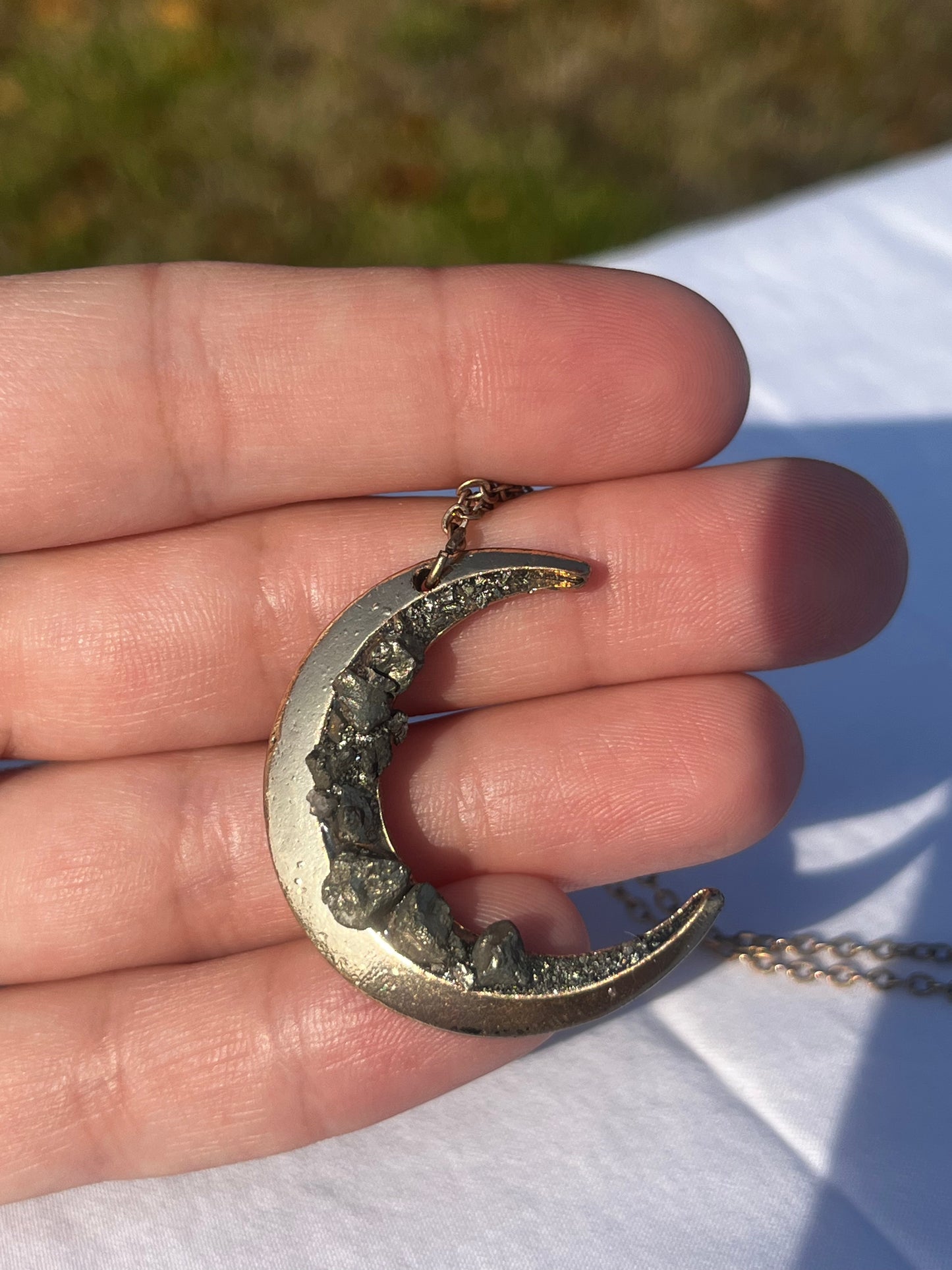 Crescent Moon Stone Necklace