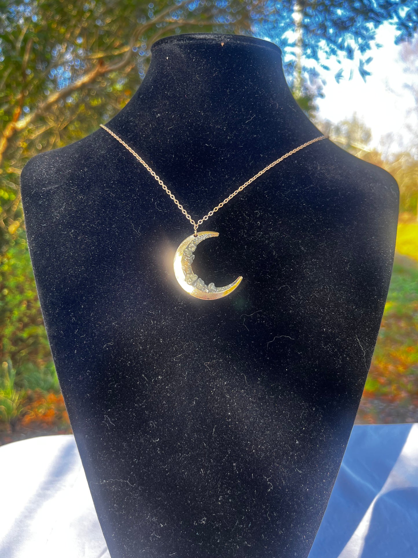 Crescent Moon Stone Necklace