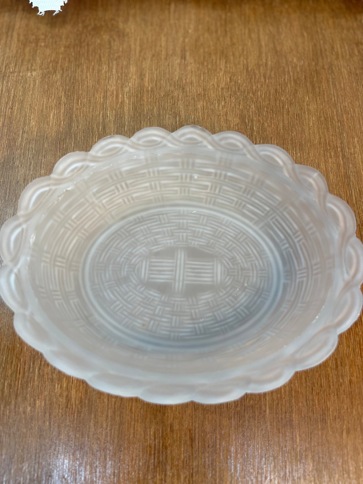 Vintage Frosted Satin Hen on nest trinket Dish