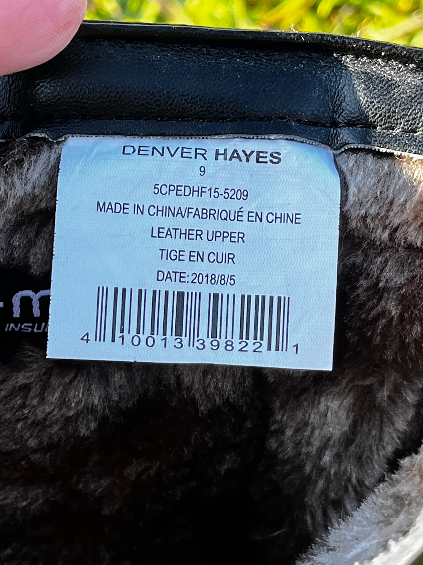 Size Denver Hayes 9 Mew Insulated Black Boots