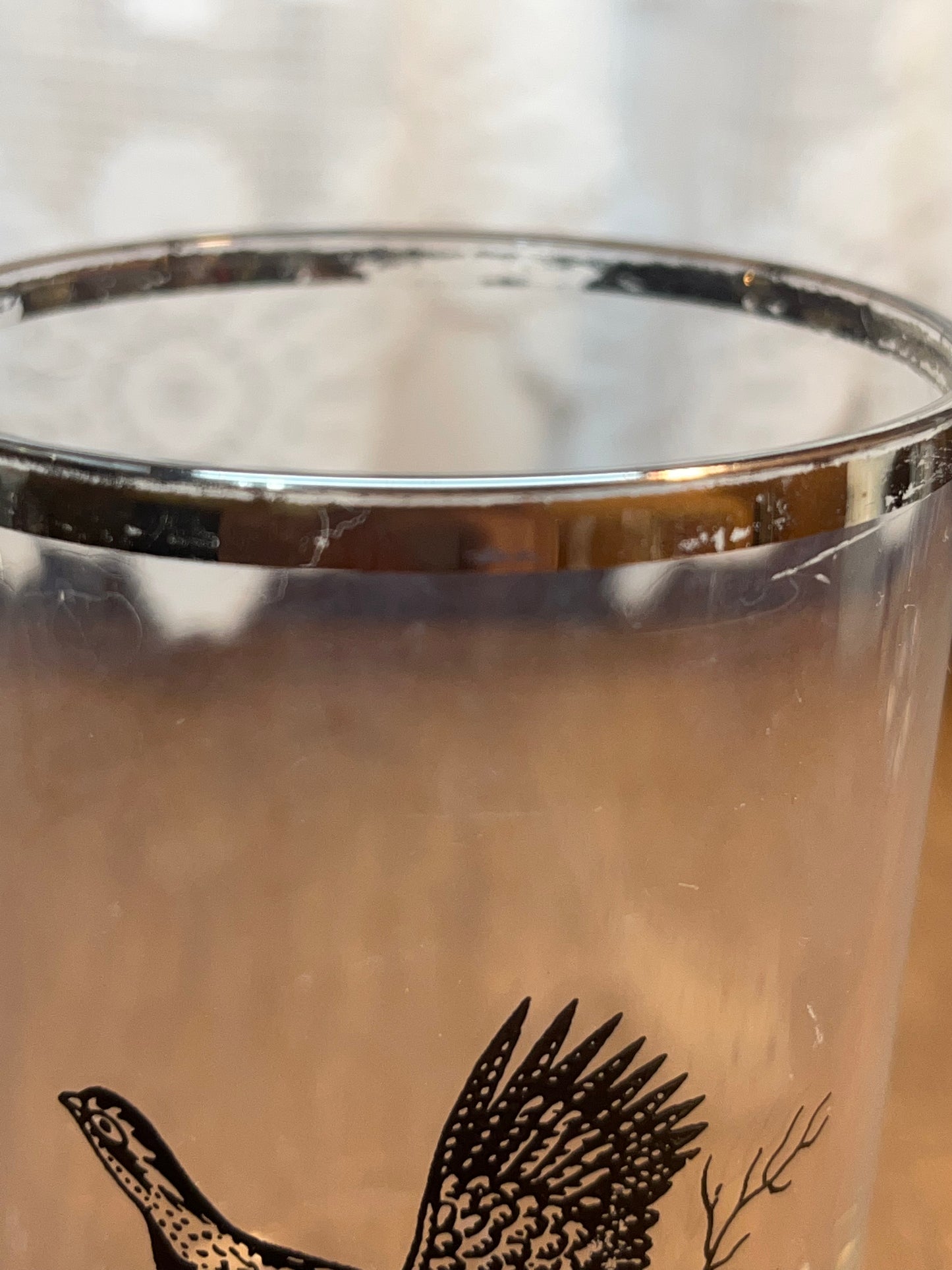 Grouse Glass Federal Game Silver Rim Drinking Glass