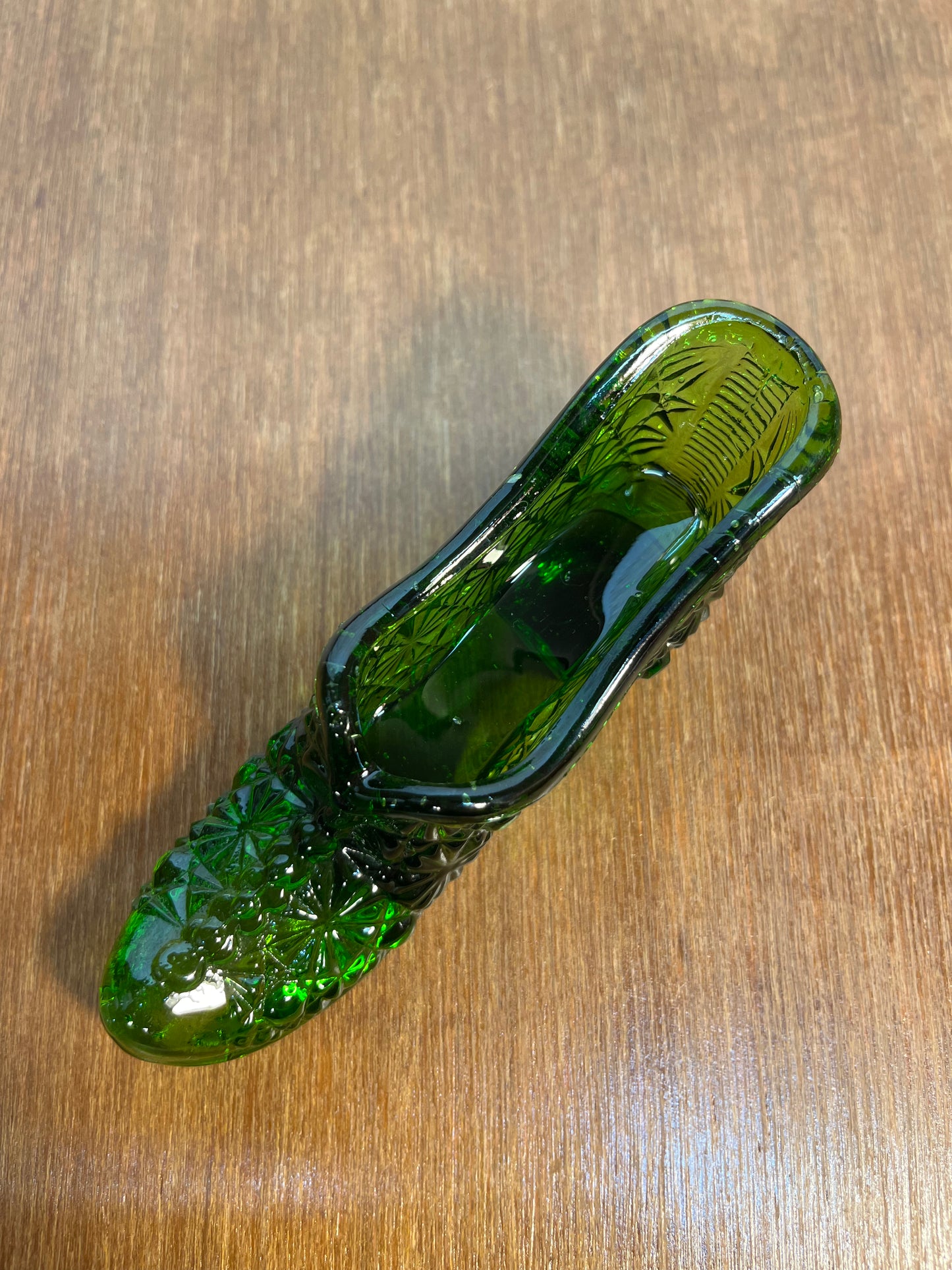 Vintage Art Glass Emerald Green Shoe