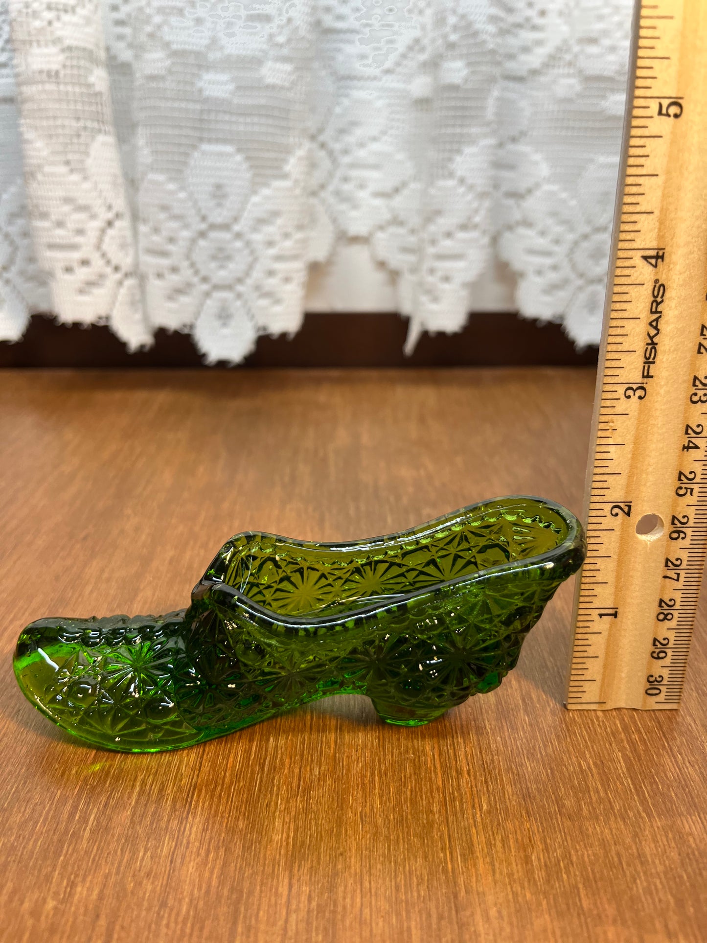Vintage Art Glass Emerald Green Shoe