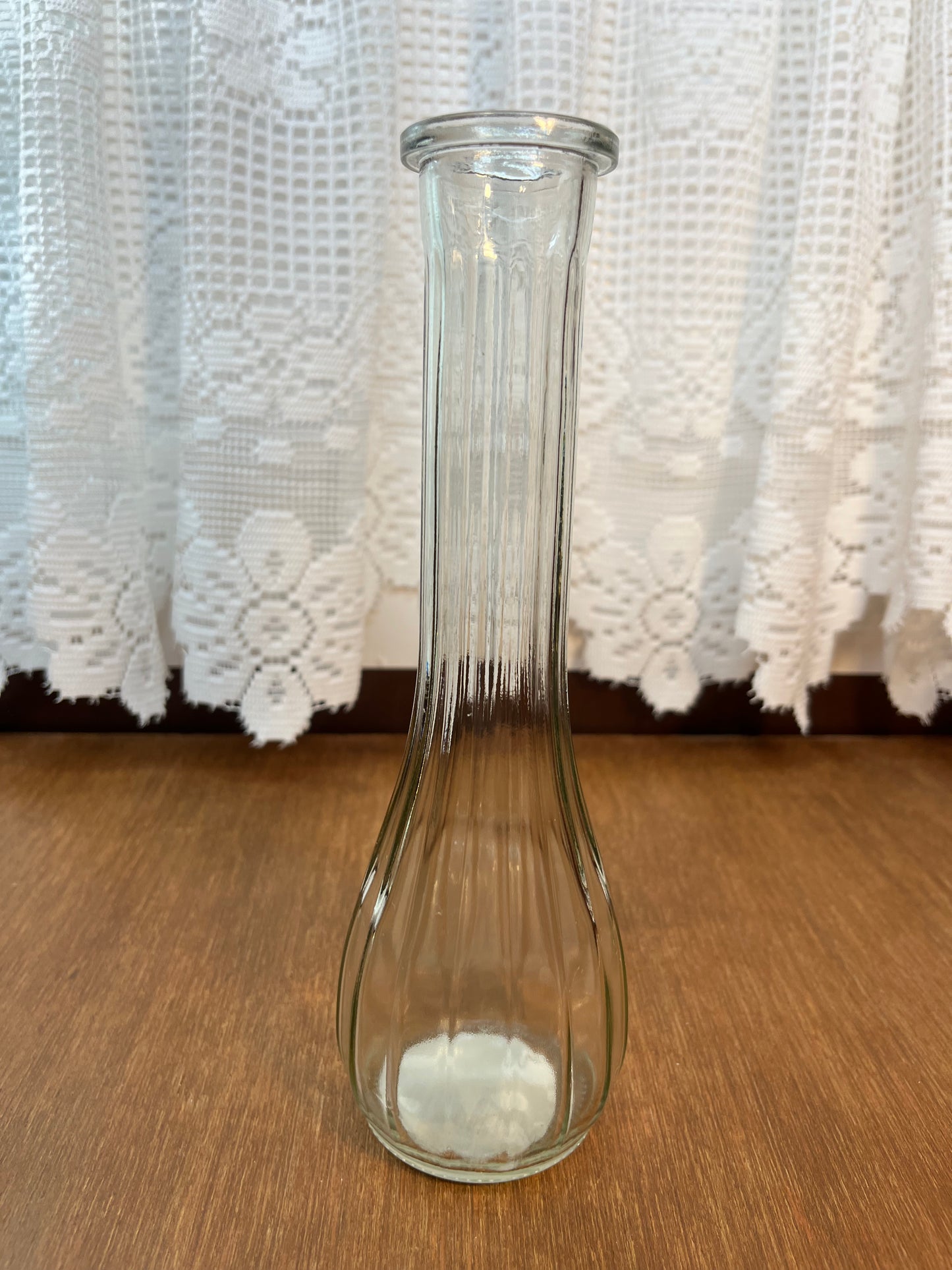 Clear Glass Ribbed Bud Vase