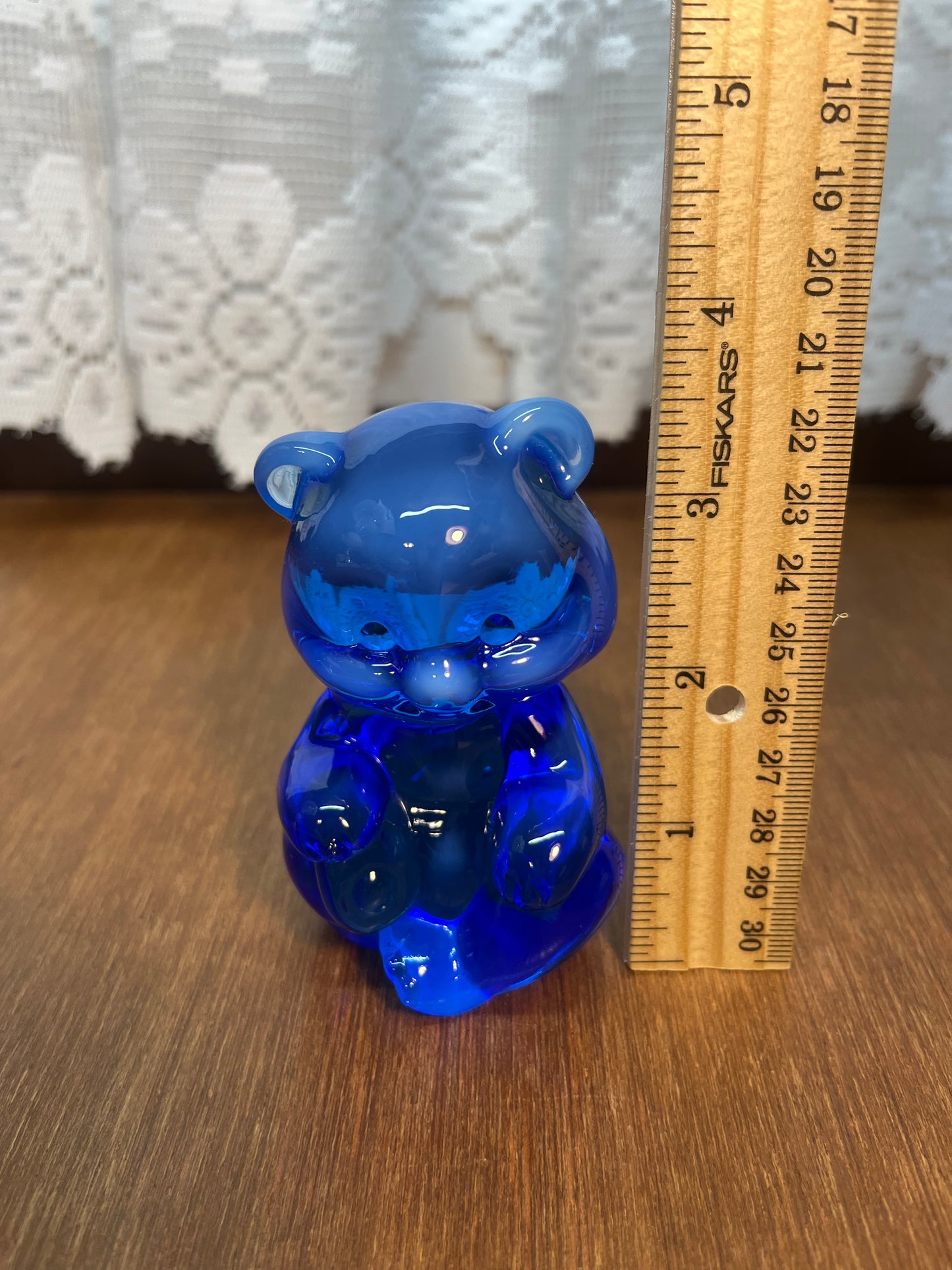 Vintage Opalescent Fenton Blue Slag Figurine Bear