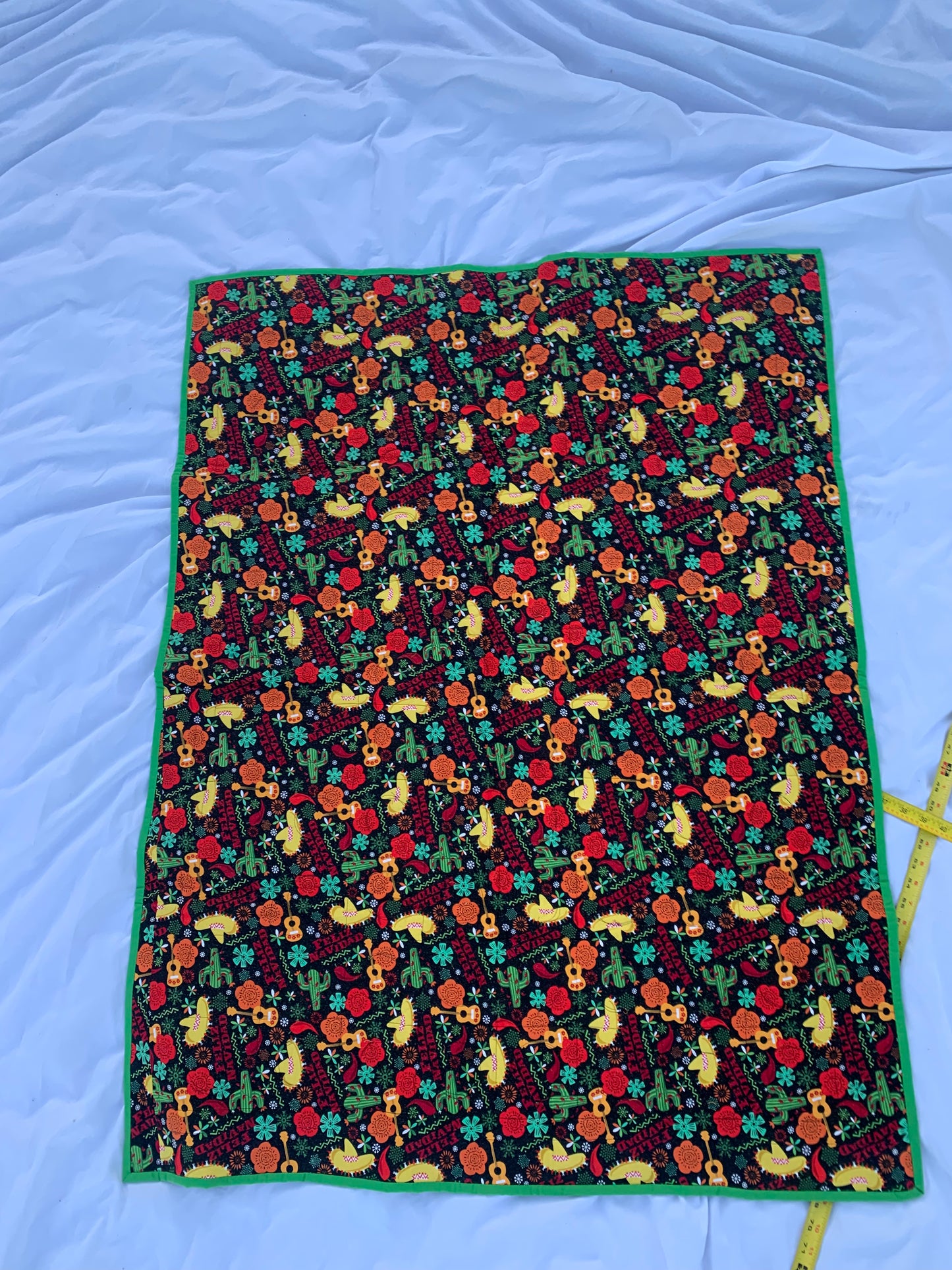 Very Colorful & Beautifully Patterned Handmade/Machine Sewn Quilt