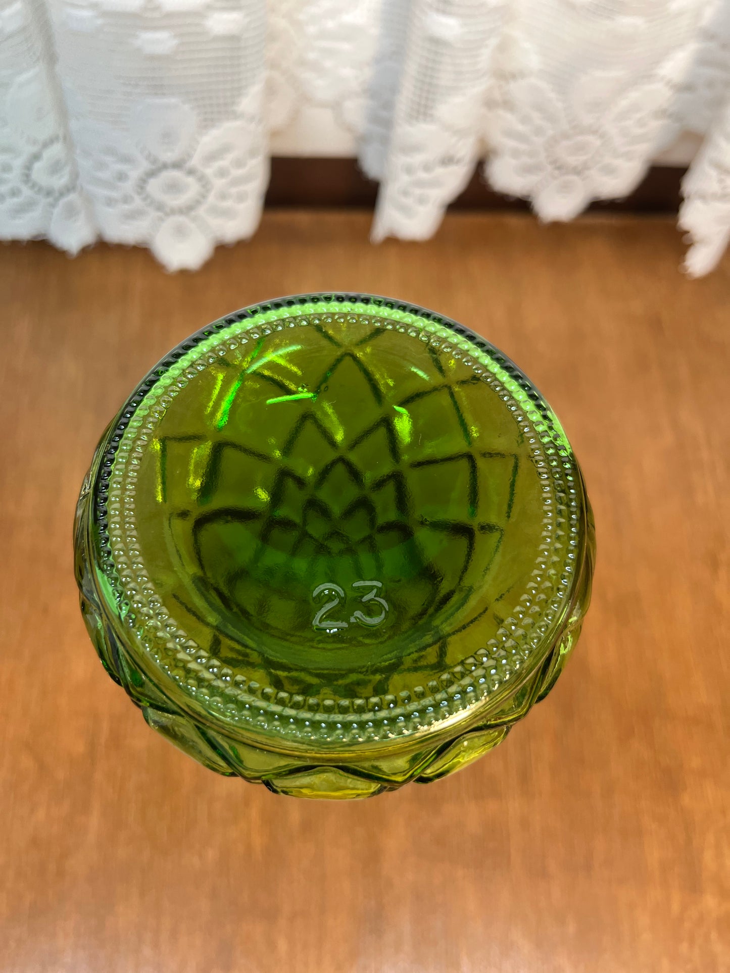 Vintage Emerald Green Quilted Diamond Bud Vase