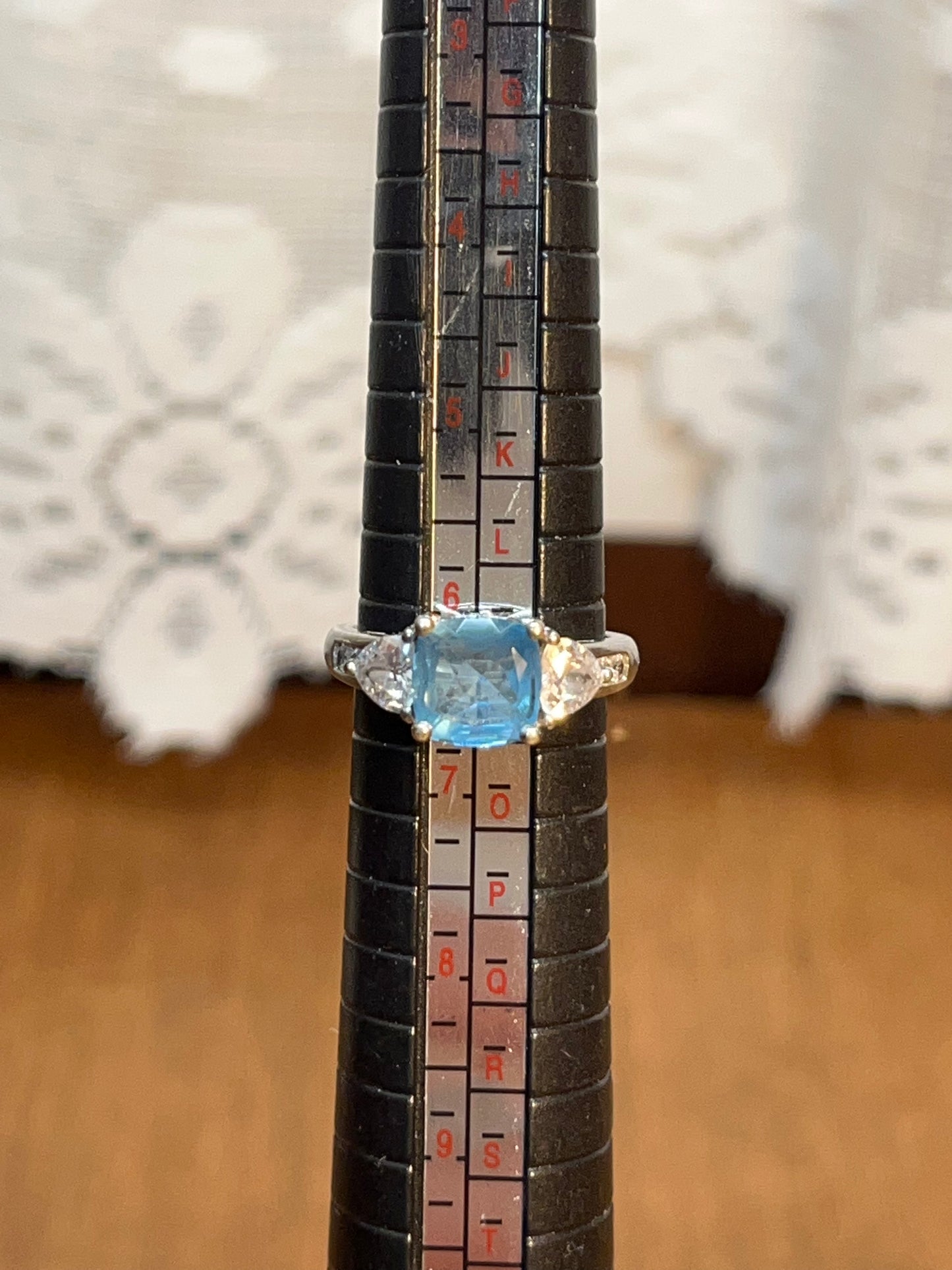 Sterling Blue Topaz Cubic Zirconia Ring