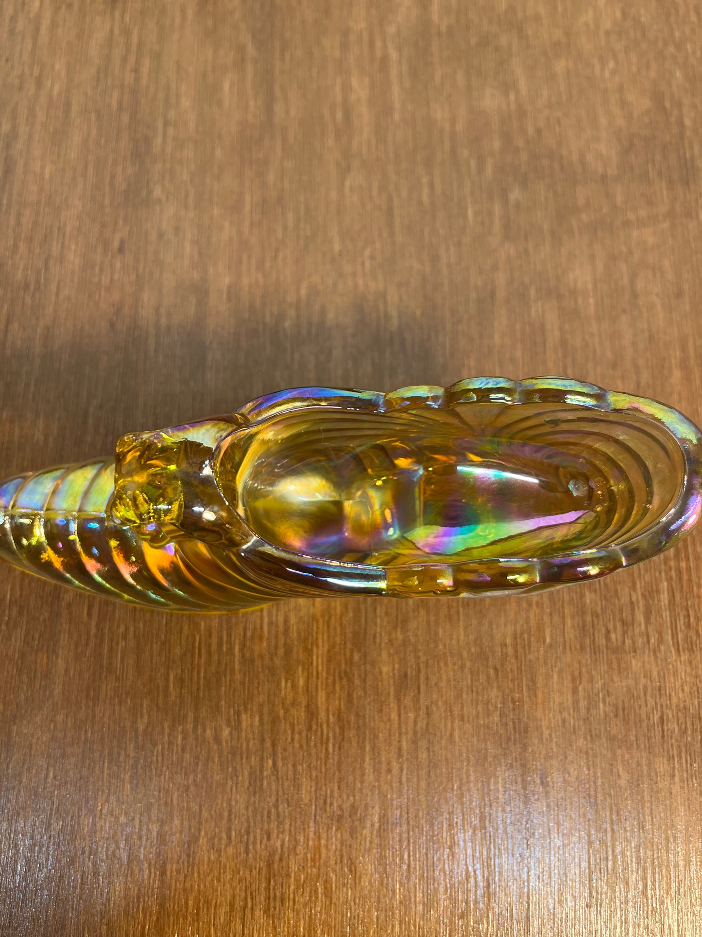 Vintage Iridescent Carnival Glass Fenton Art Glass Shoe With Sticker