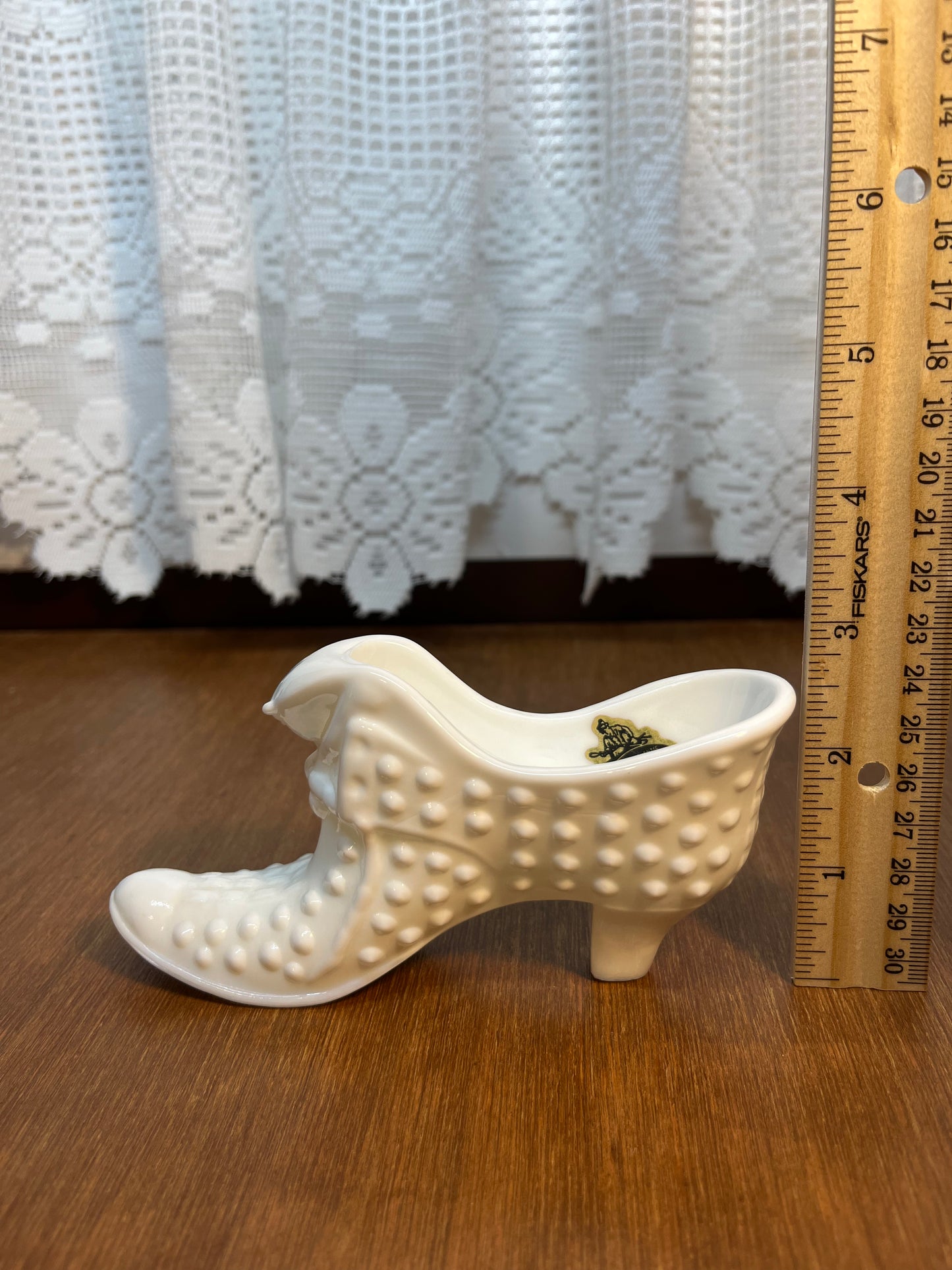 Vintage Milk Glass Hobnail Fenton Art Glass Shoe