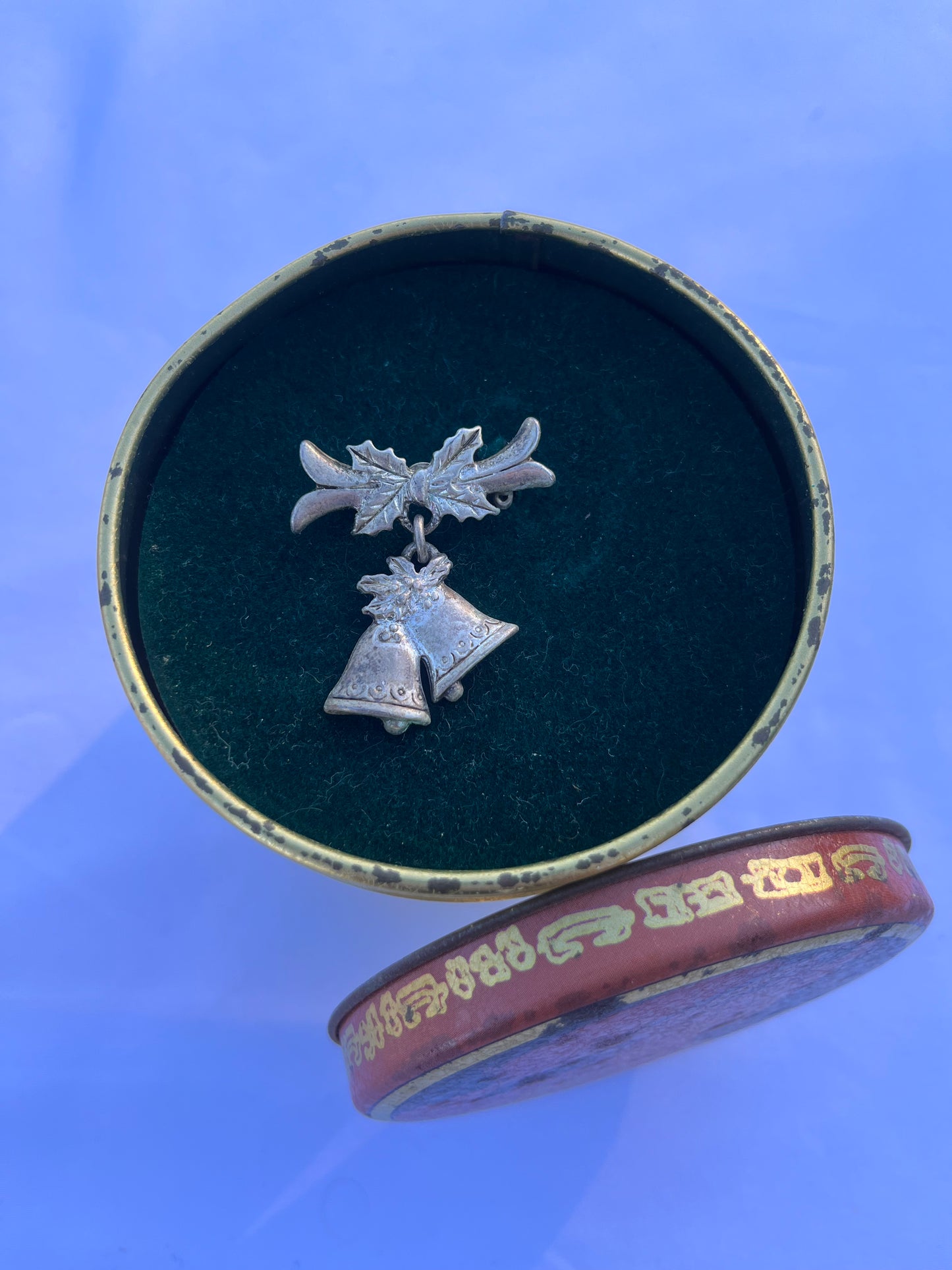 Vintage Coca Cola Tin With Bell Pin