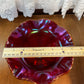 Vintage Amberina Fenton Carnival Glass Pedestal Ruffle Top Dish