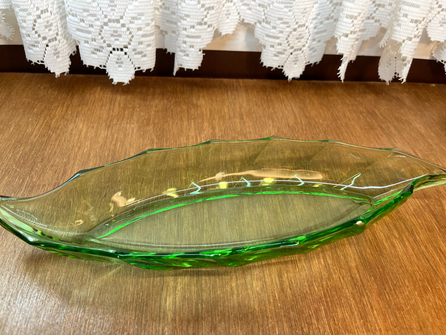 Vintage Green Leaf Heisey Trinket Dish