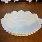 Vintage Milk Glass Hobnail Fenton Oval Covered Candy Bowl